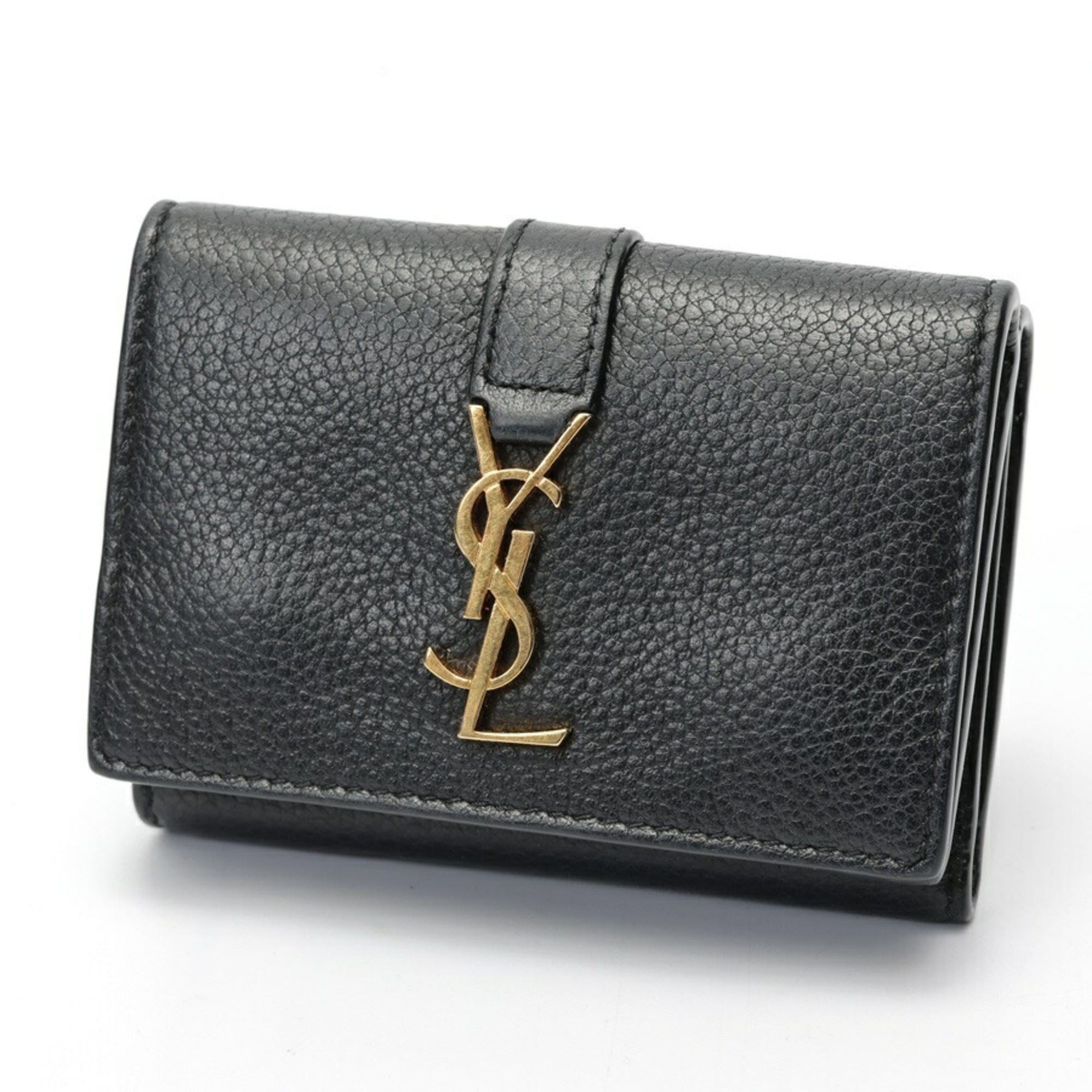 Saint Laurent Paris Saint Laurent Cassandra Origami Tiny Wallet 620287, Leather, Black Size ONE SIZE - 1 Thumbnail