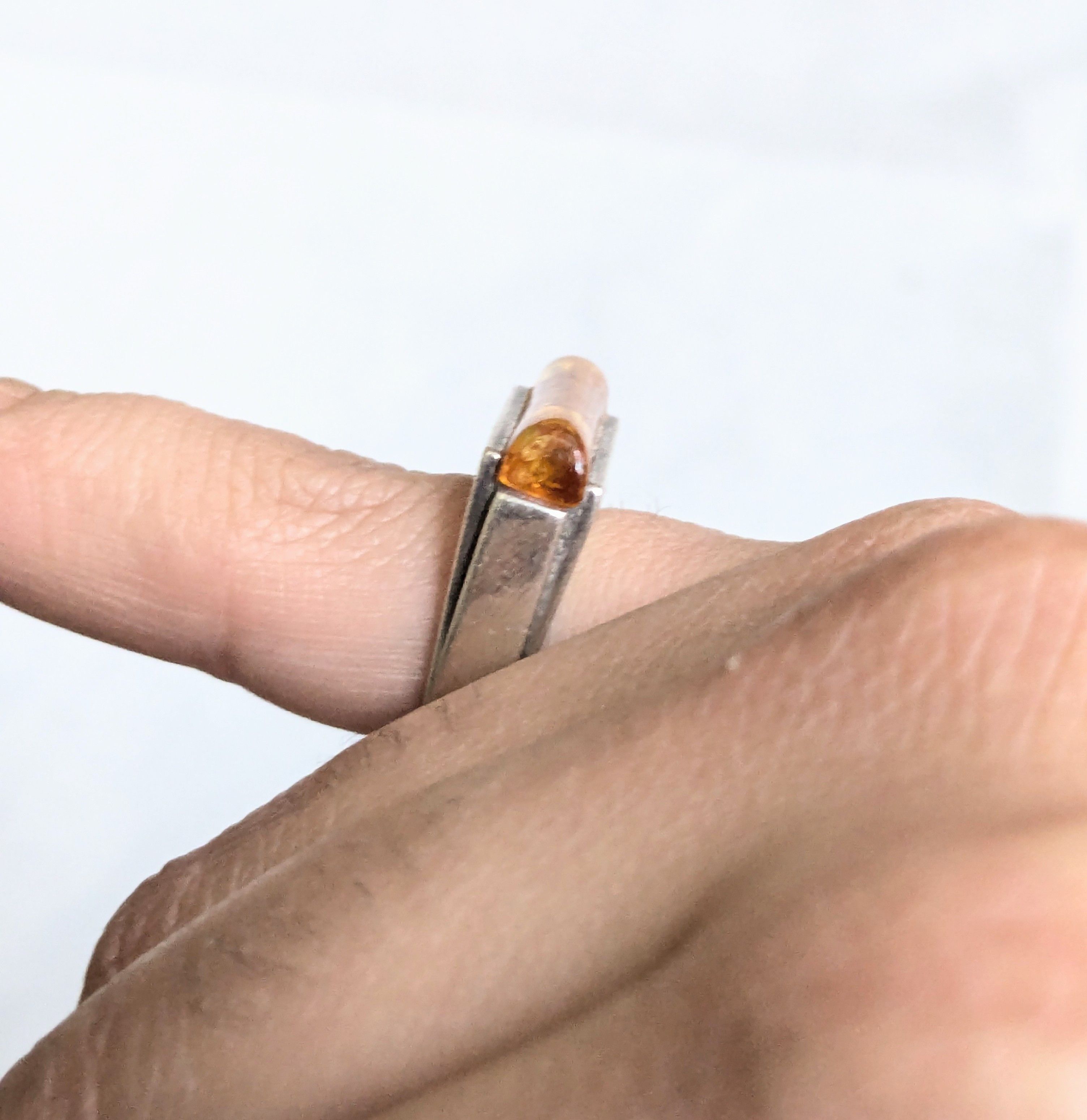 Jewelry Sterling Silver Ring Amber 6.75 Orange Avant Garde Modern Size ONE SIZE - 10 Thumbnail