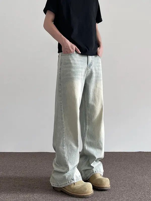 VIBE Light Blue Stacked Denim Jeans, Flared Baggy Jeans Size US 28 / EU 44 - 4 Thumbnail