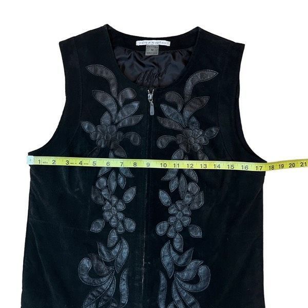 Vintage Vintage Peter Nygard black floral leather suede sweater vest Size M / US 6-8 / IT 42-44 - 4 Thumbnail