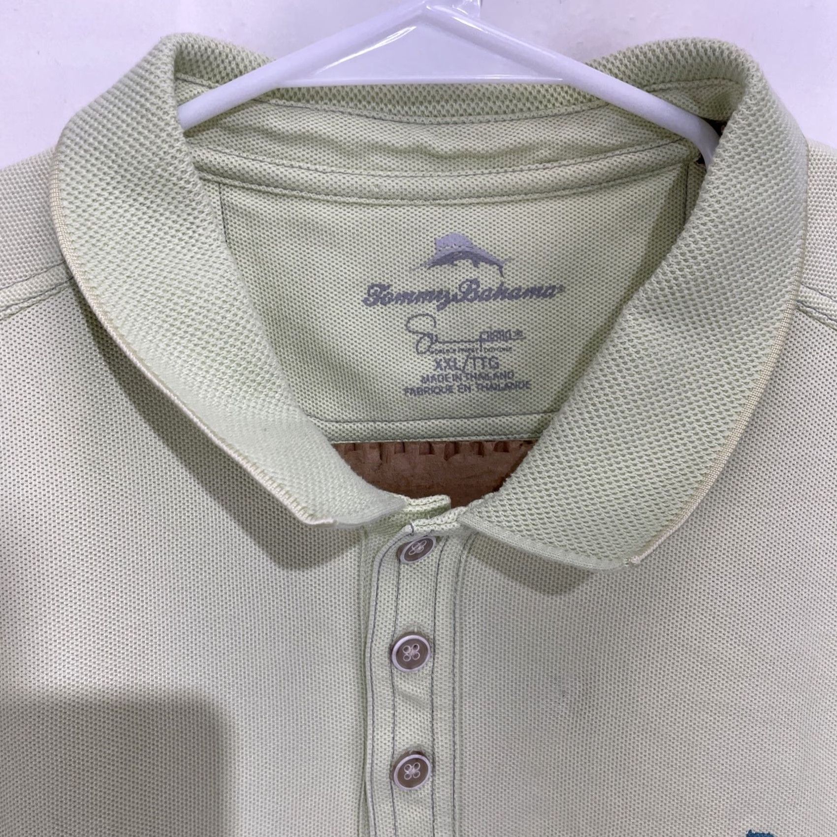 Tommy Bahama Tommy Bahama Polo Shirt 2XL Green Solid Short Sleeve Pima Cotton Blend Shirt Mens Adult Regular Size Core Brand Size US XXL / EU 58 / 5 - 3 Thumbnail