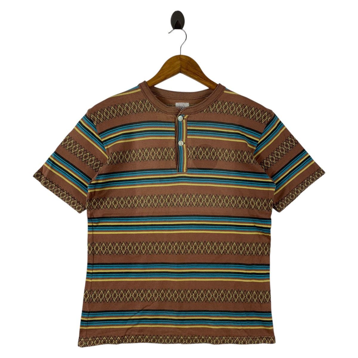 Warehouse Vintage WAREHOUSE hanley neck tribal stripe tee Size US S / EU 44-46 / 1 - 1 Thumbnail