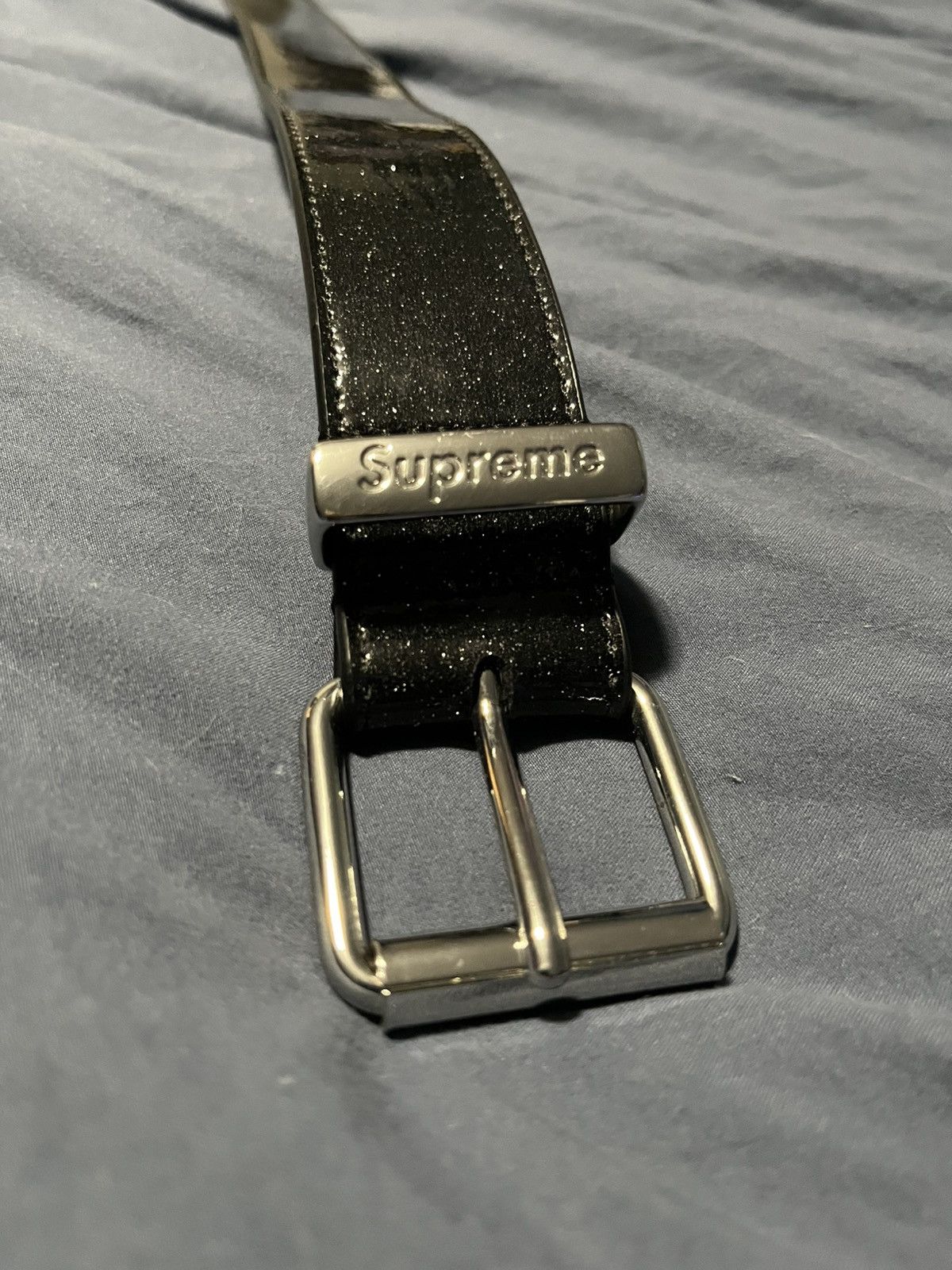 Supreme Supreme Black Glitter Vinyl Ranger Belt Size 30 - 2 Thumbnail