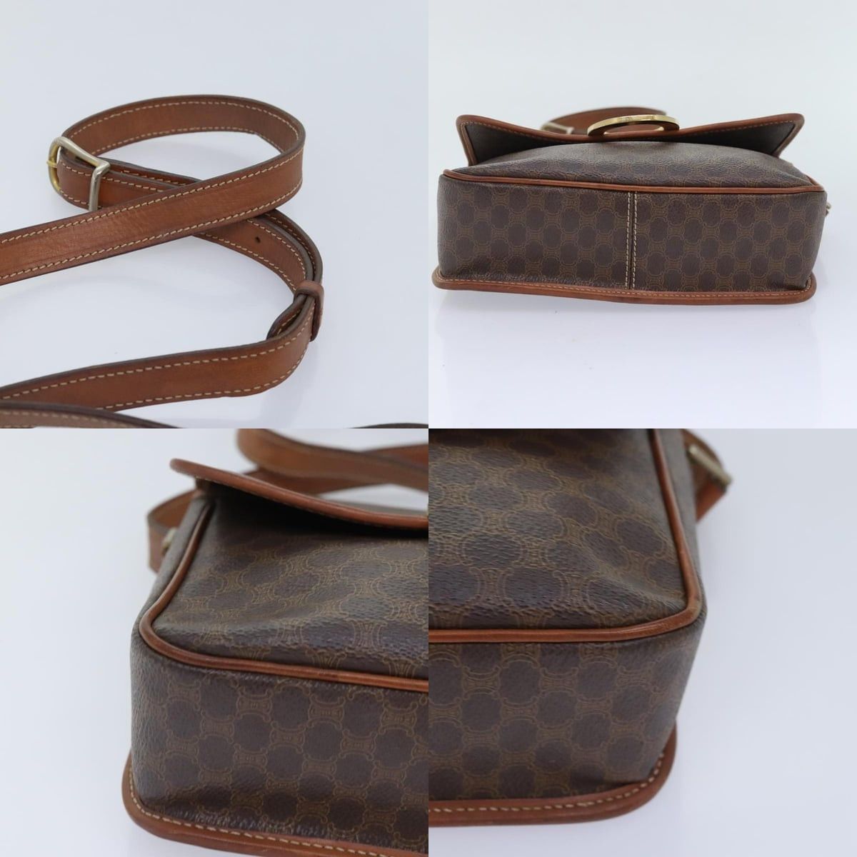 Celine CELINE Macadam Canvas Circle Shoulder Bag Pvc Leather Brown Size ONE SIZE - 10 Thumbnail