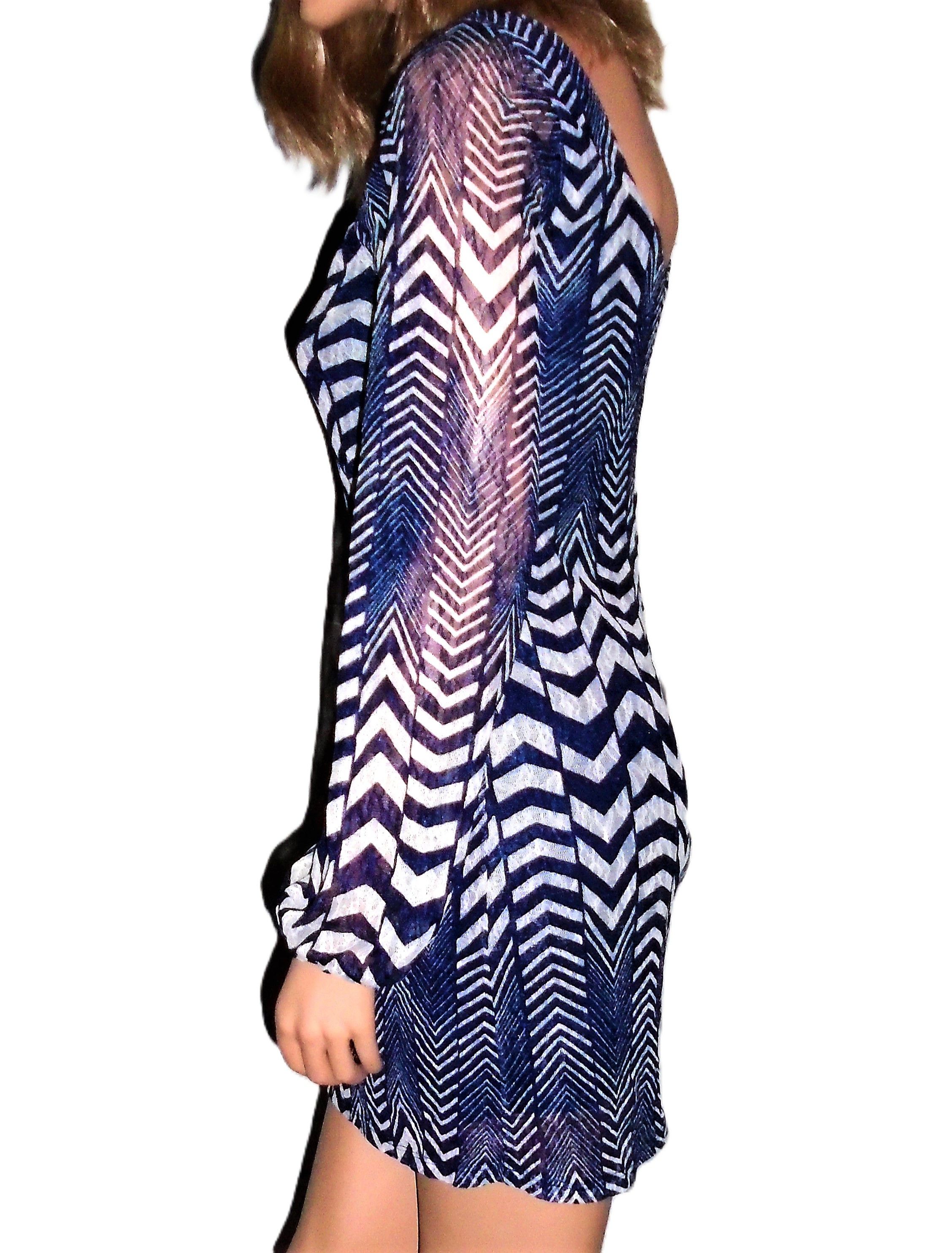 Other Fire Los Angeles Navy Blue White Zig Zag Dress S Size S / US 4 / IT 40 - 4 Thumbnail