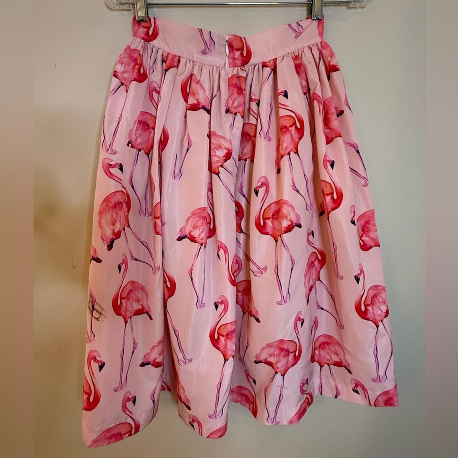 Other Party Skirts pink flamingo pleated full midi skirt SZ XS Size 26" / US 2 / IT 38 - 2 Thumbnail