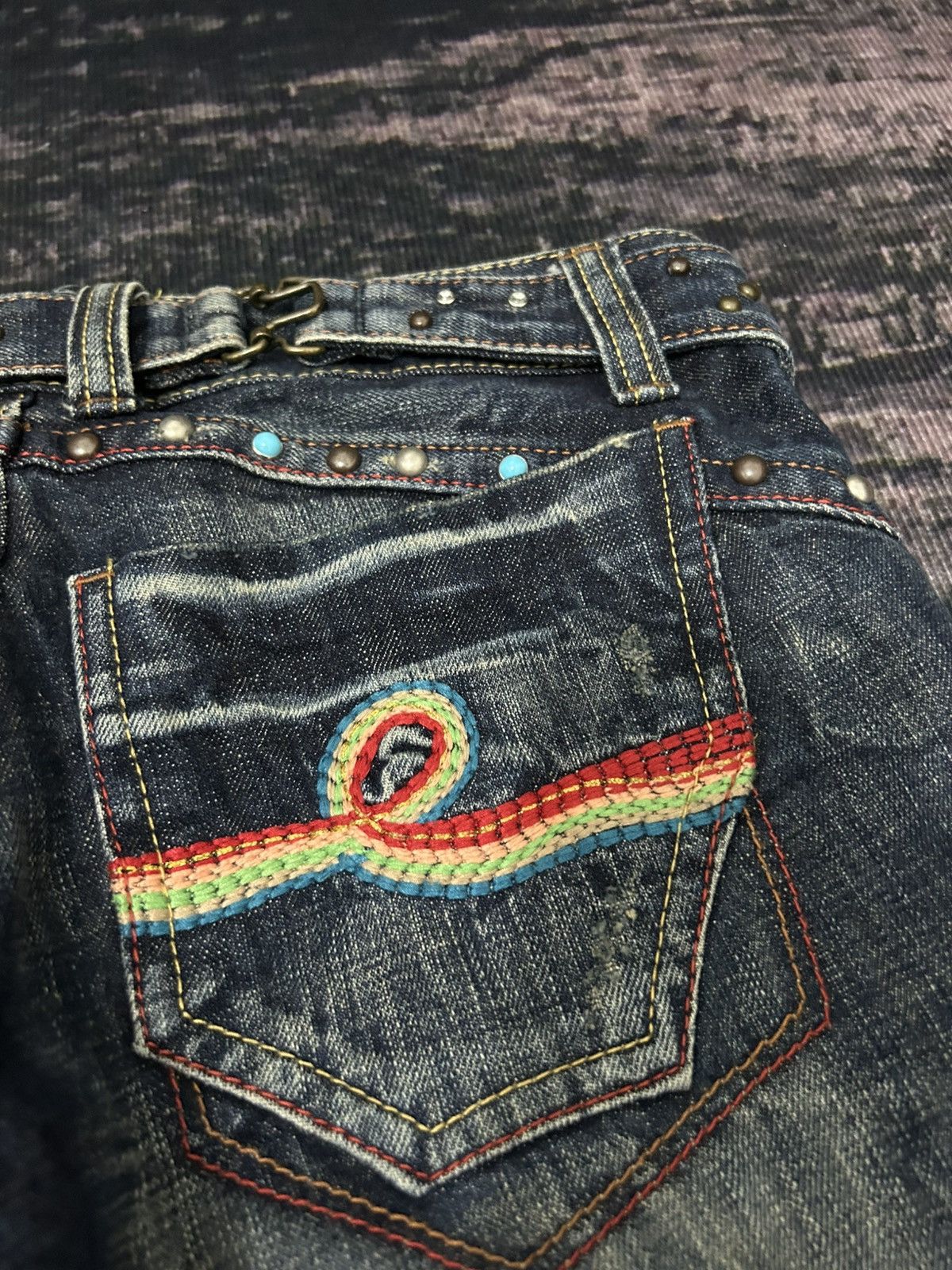Tornado Mart Riobera Whiskered Studed Pocket Back Jeans Size US 30 / EU 46 - 9 Thumbnail