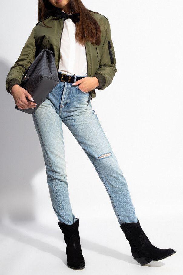 Saint Laurent Paris o1s1wg111224 Nylon Bomber Jacket in Dark Green Size L / US 10 / IT 46 - 3 Thumbnail