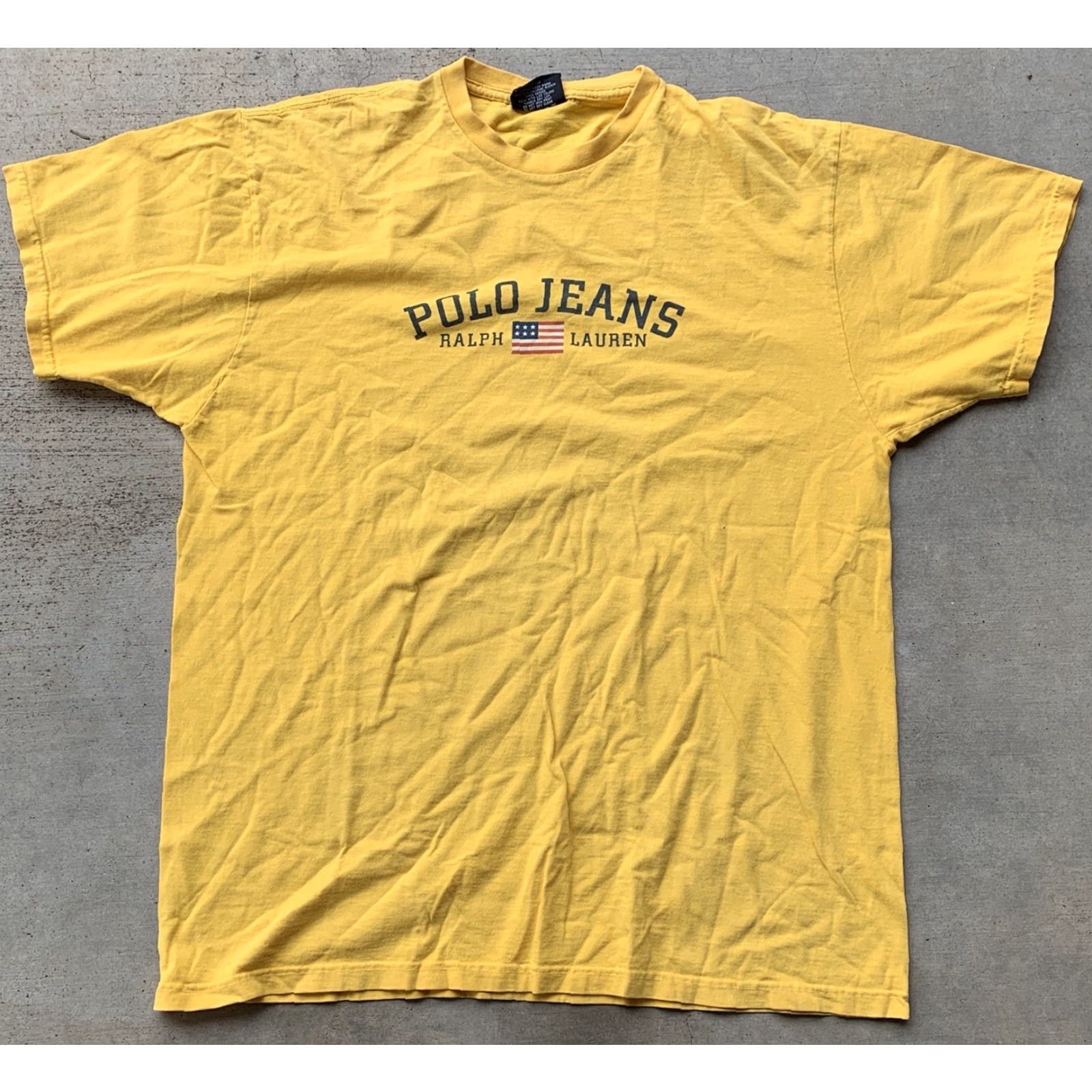 Ralph Lauren VINTAGE Ralph Lauren Polo Jeans Spell Out USA Flag T Shirt Yellow M Mens Graphic Tee 90s 2000s Size US M / EU 48-50 / 2 - 4 Thumbnail