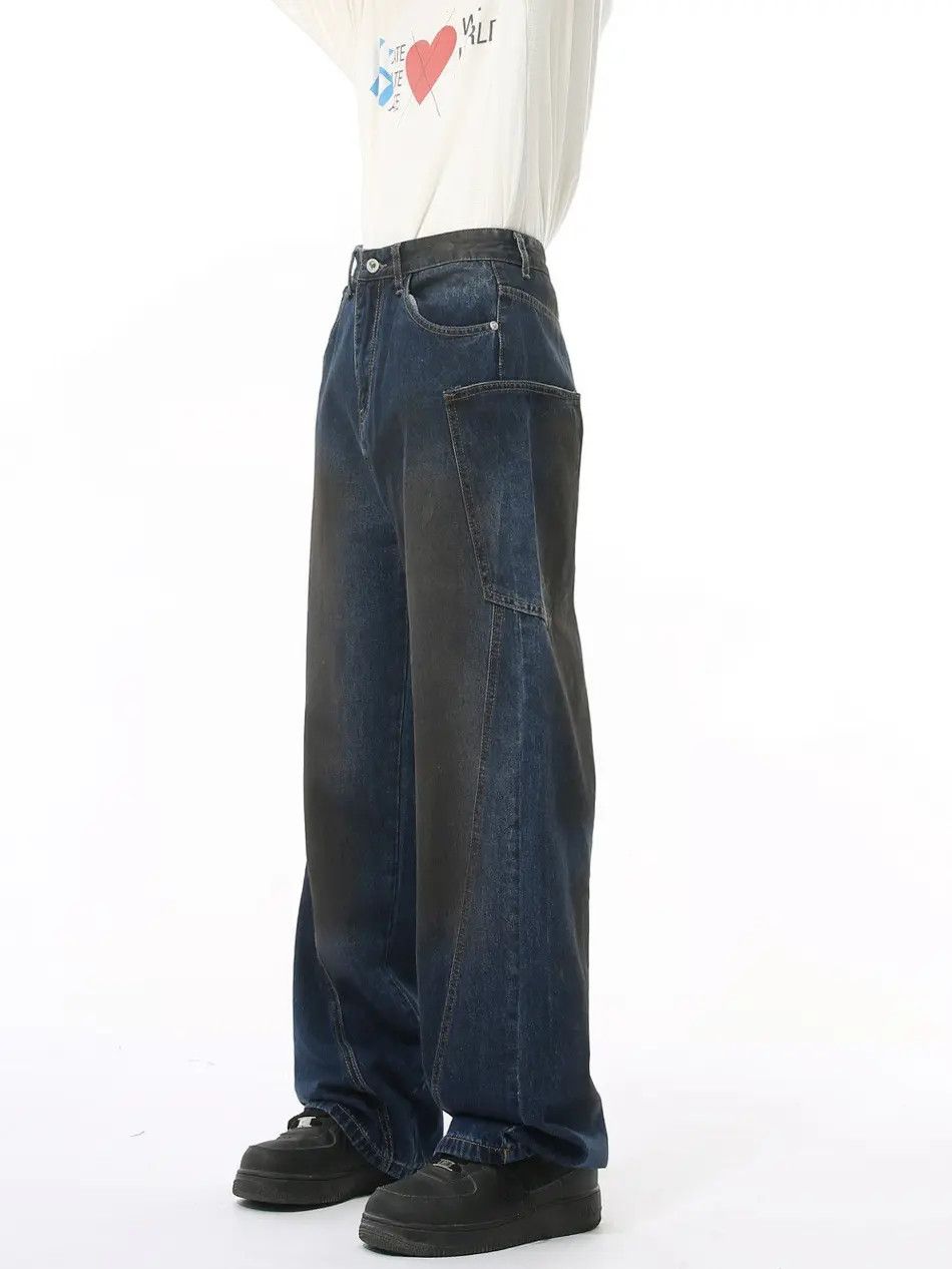 Japanese Brand Retro straight tube loose fitting patchwork jeans Size US 32 / EU 48 - 5 Thumbnail