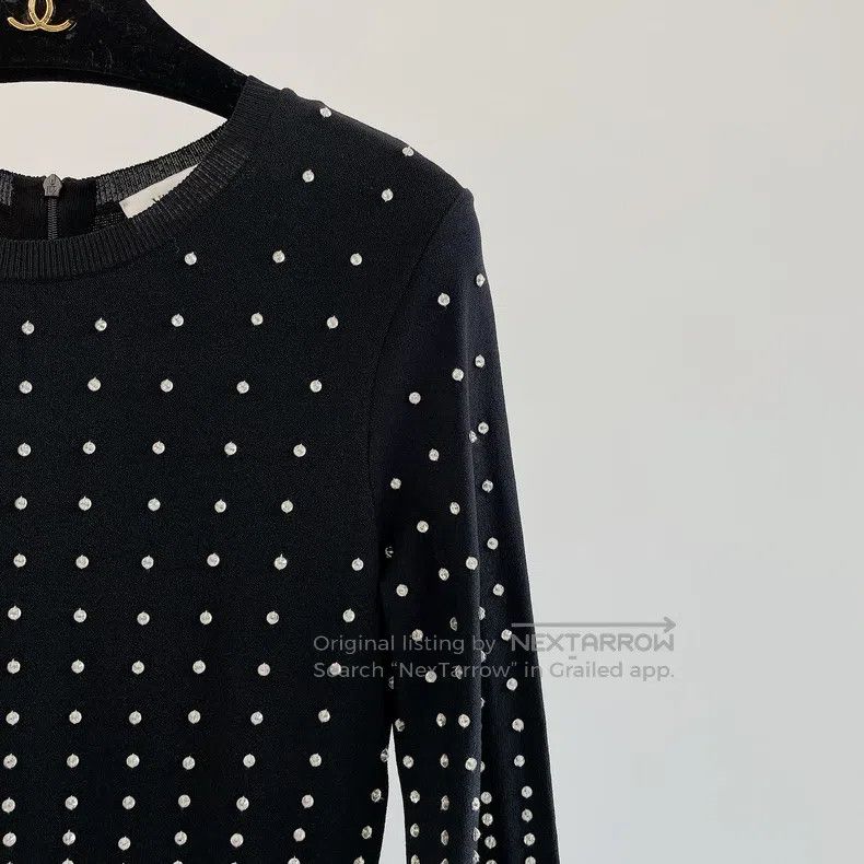 Valentino Valentino Black rhinestone knitted dress Size S / US 4 / IT 40 - 3 Thumbnail