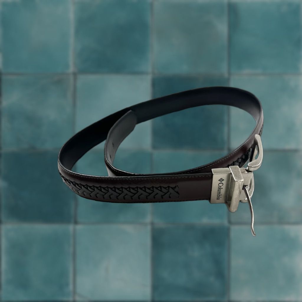 Vintage Columbia Belt Mens Size 34 Brown Leather Woven Regular Depar tment Men Size 34 - 1 Thumbnail