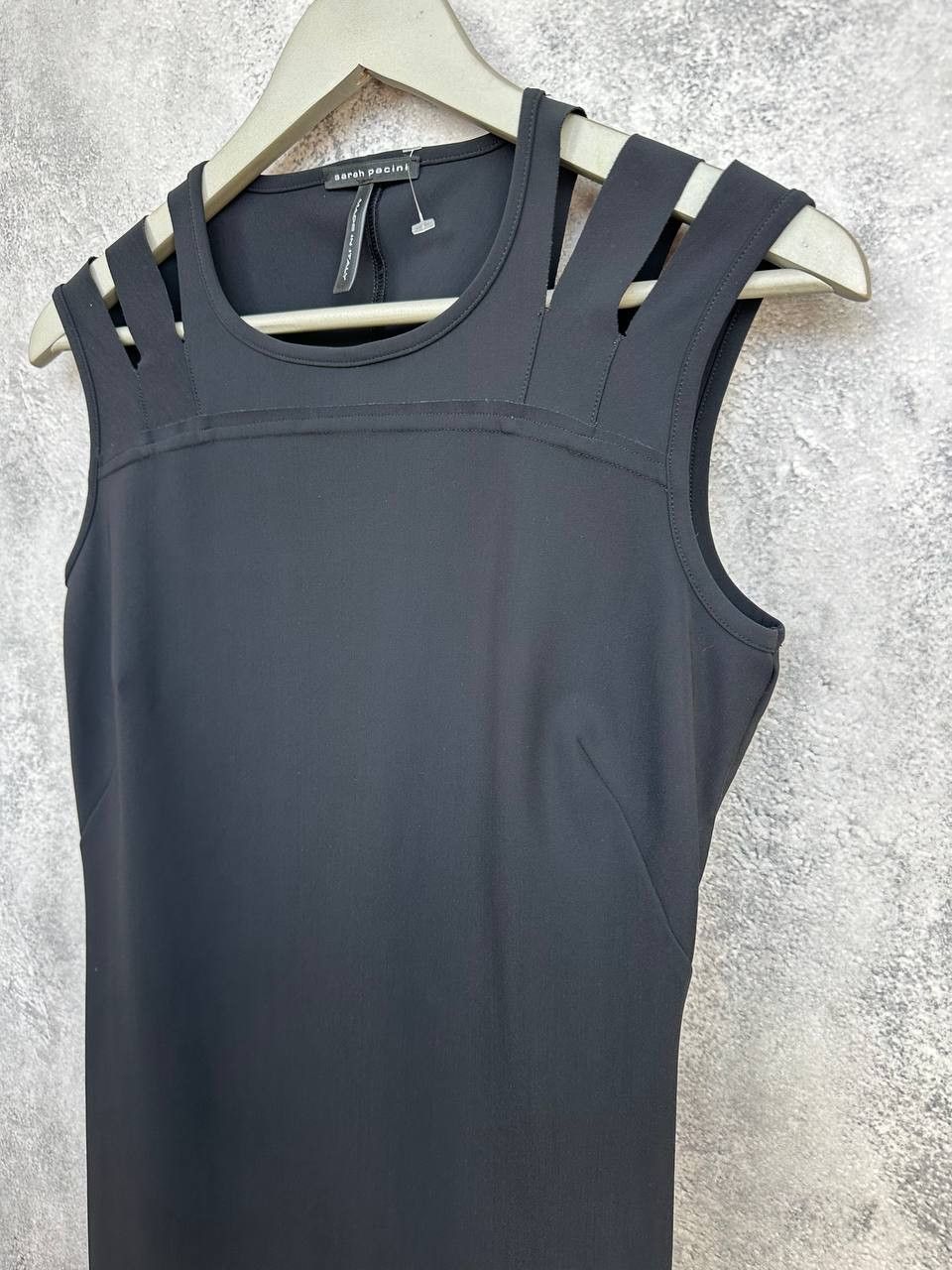 Sarah Pacini Sarah Pacini Sleeveless Black Midi Dress Strappy Shoulder Size S / US 4 / IT 40 - 5 Thumbnail