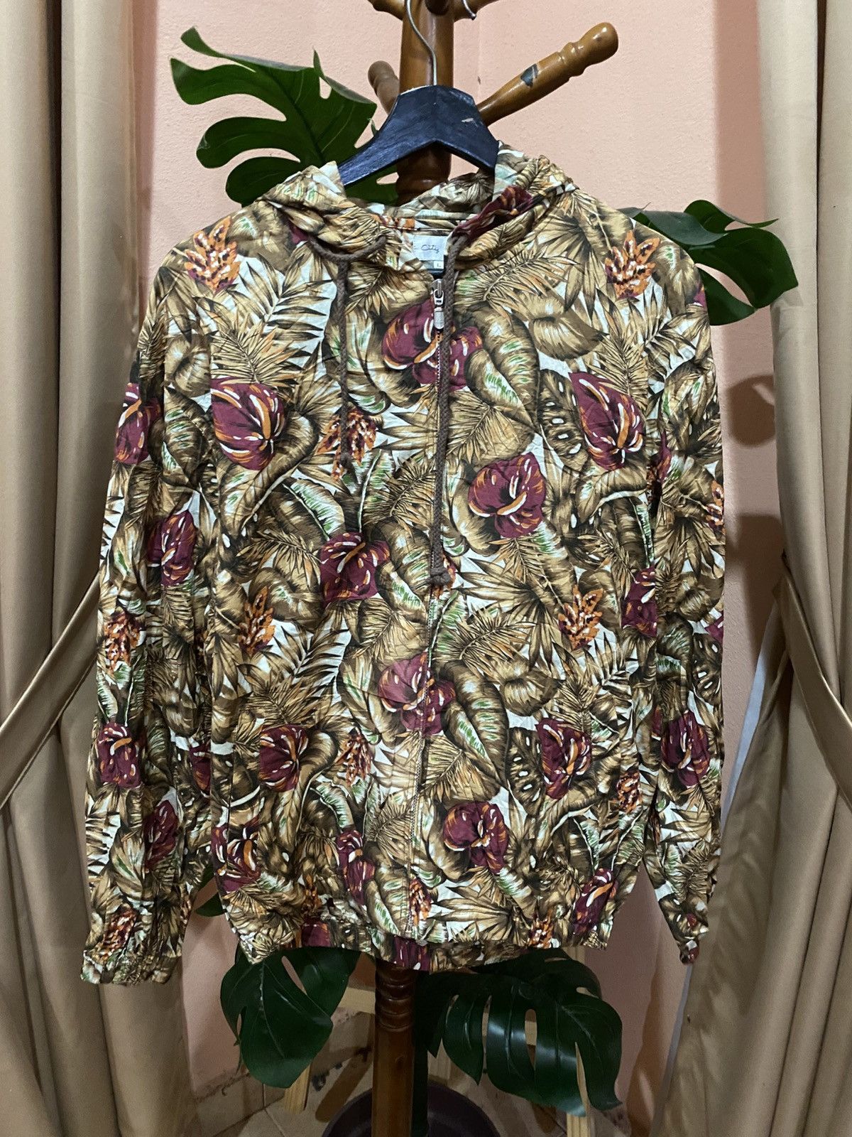 Vintage Vintage City Cat’s Floral Printed Hooded Jacket – 80s Retro Size US M / EU 48-50 / 2 - 1 Thumbnail