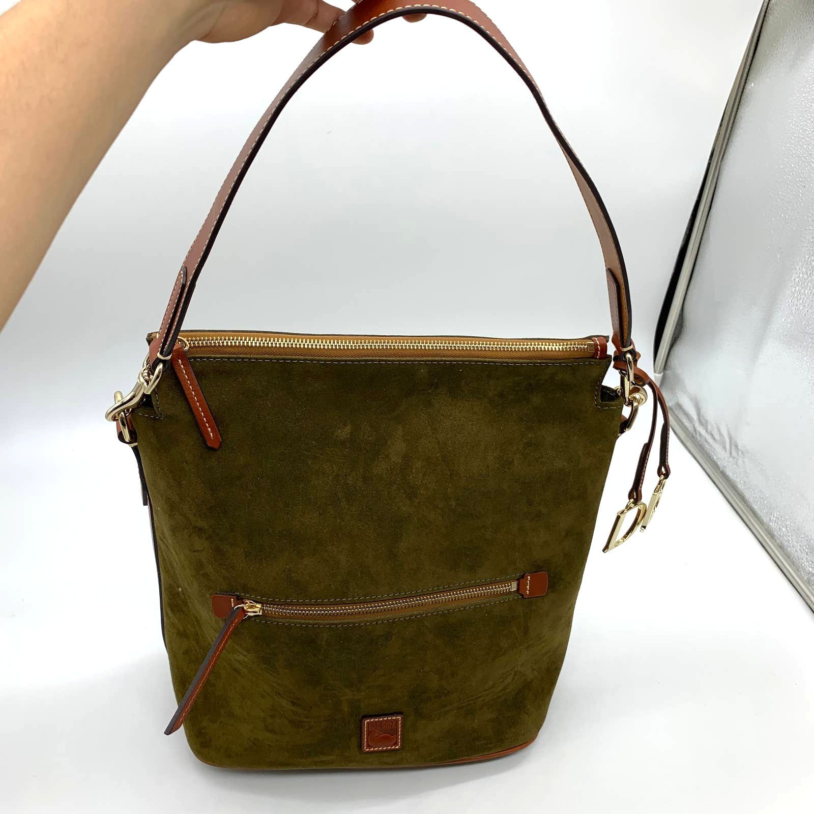 Dooney Bourke Archives 1997 Suede Large Tote ,Olive