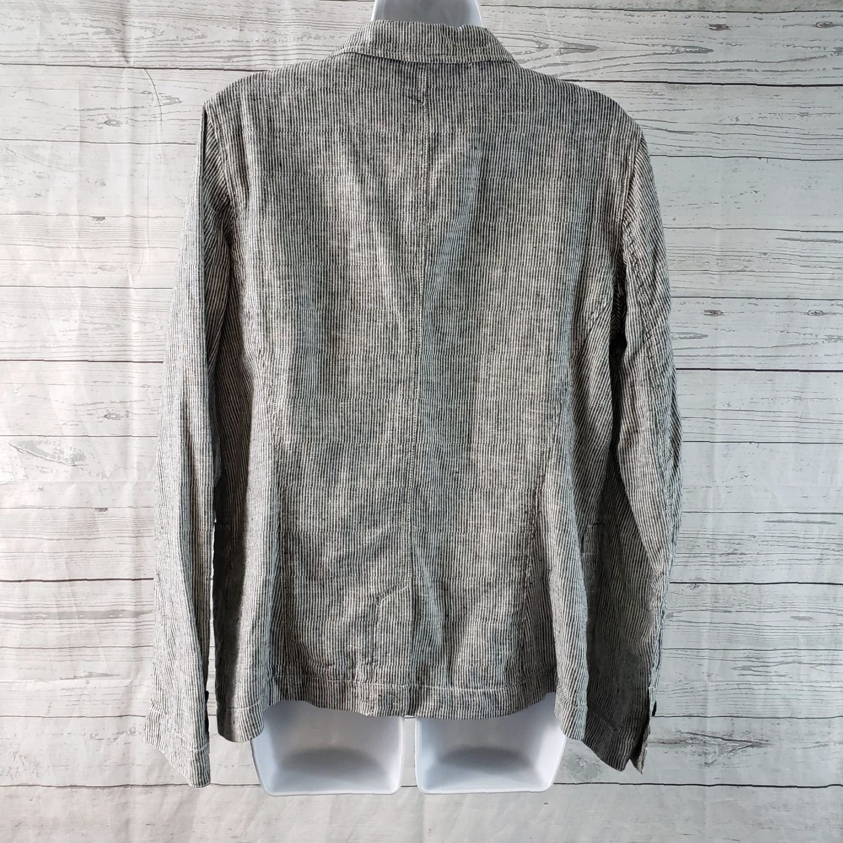 Vintage Duluth Blazer Shirt Womens 14 Gray Stripe Hemp Organic Cotton Long Sleeve Button Jacket Men/Womens? Size XL / US 12-14 / IT 48-50 - 4 Thumbnail