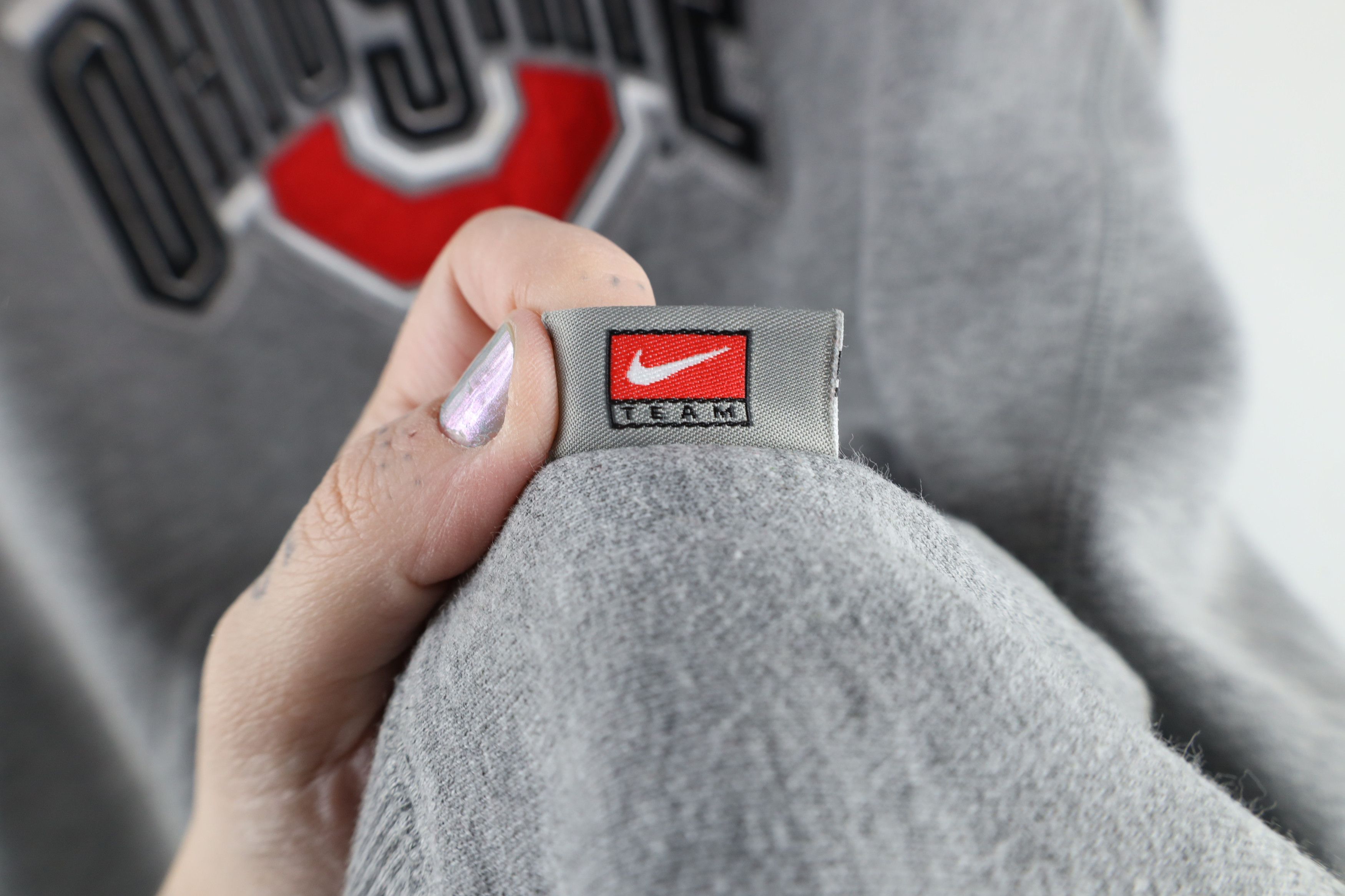 Nike × Vintage Vintage Nike Center Swoosh Ohio State University Hoodie Gray Size US L / EU 52-54 / 3 - 9 Thumbnail