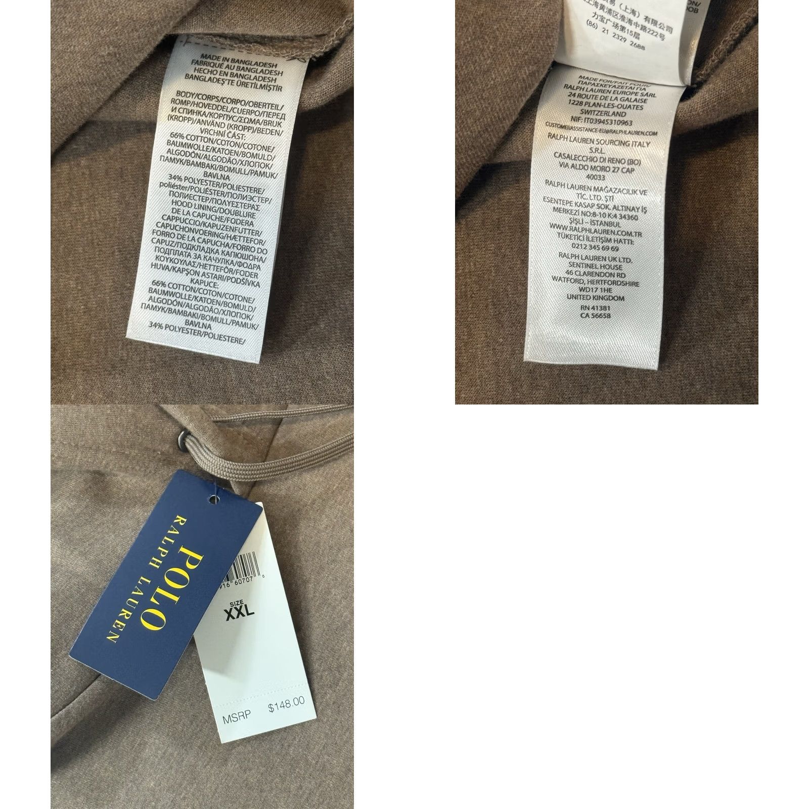 Polo Ralph Lauren Polo Ralph Lauren Hoodie XXL Branch Brown Logo Double-Knit NWT Weight Heavyweight Hooded Pockets Pullover Mens Size US XXL / EU 58 / 5 - 8 Thumbnail