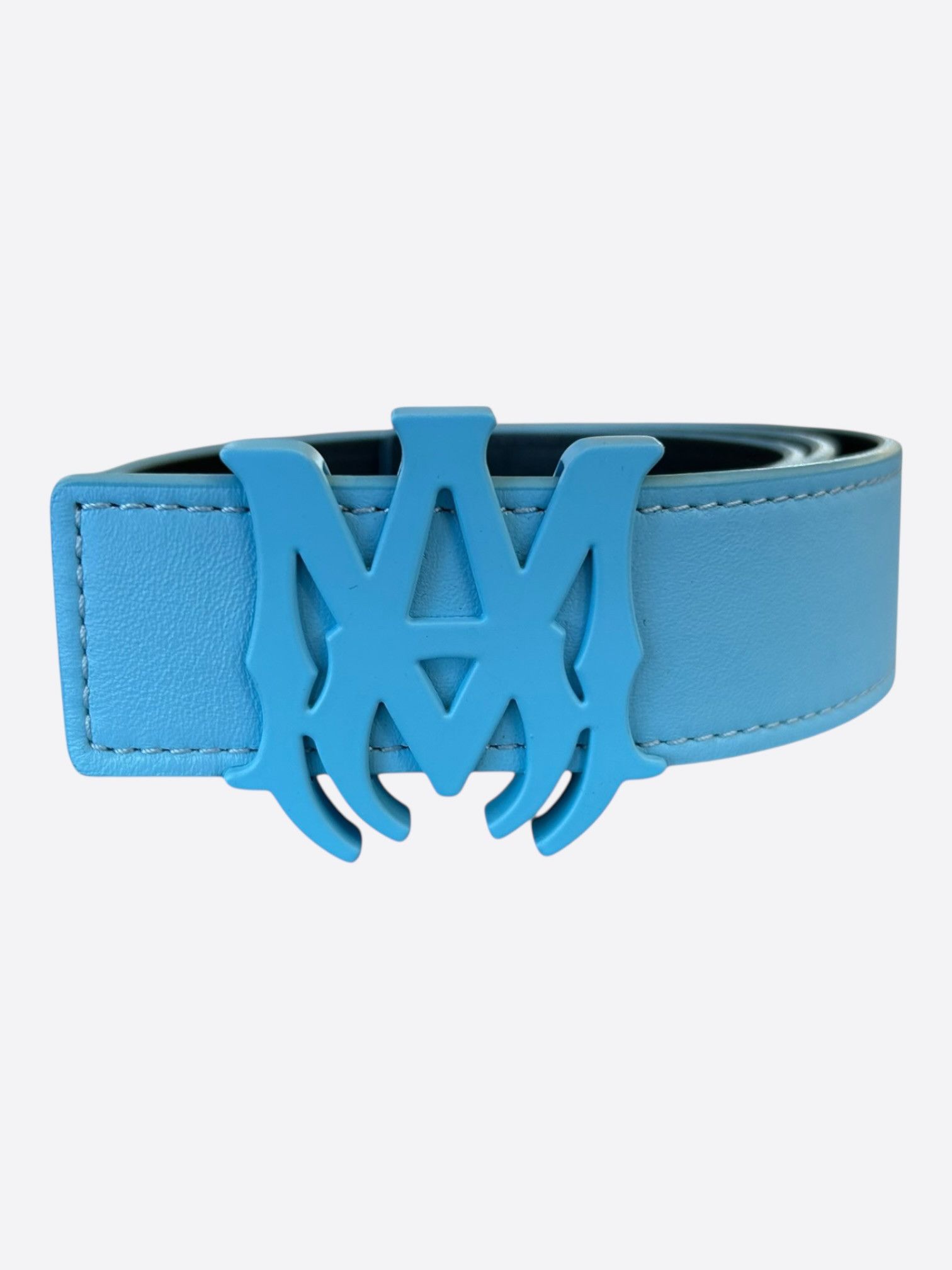 Amiri Amiri Blue & Black MA Logo Reversible Leather Belt Size 28 - 1 Thumbnail