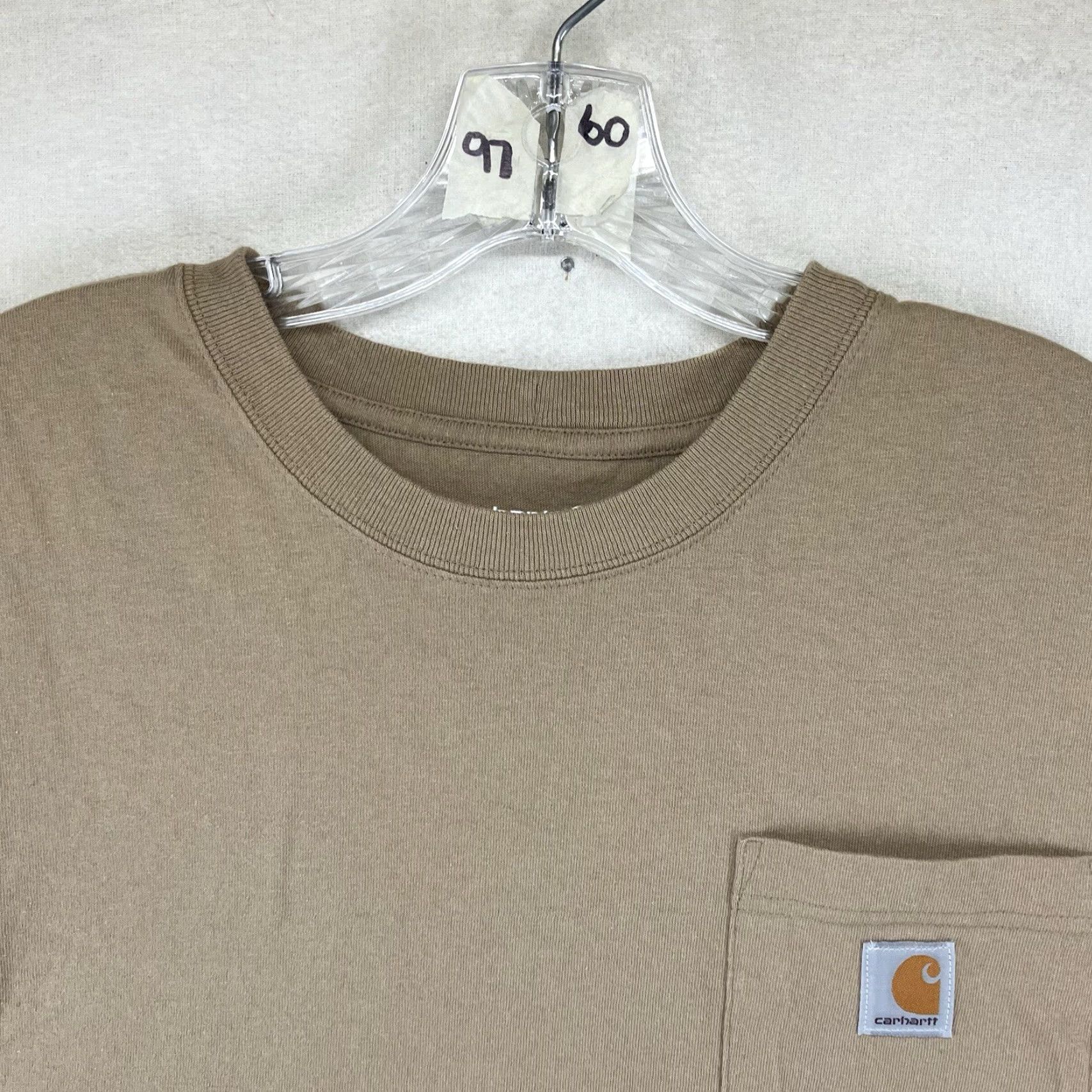 Carhartt Carhartt Mens M Short Sleeve T-Shirt Desert Brown Cotton Relaxed Fit Crew Neck Logo Pockets All Seasons Regular Type Shirt Size US M / EU 48-50 / 2 - 5 Thumbnail