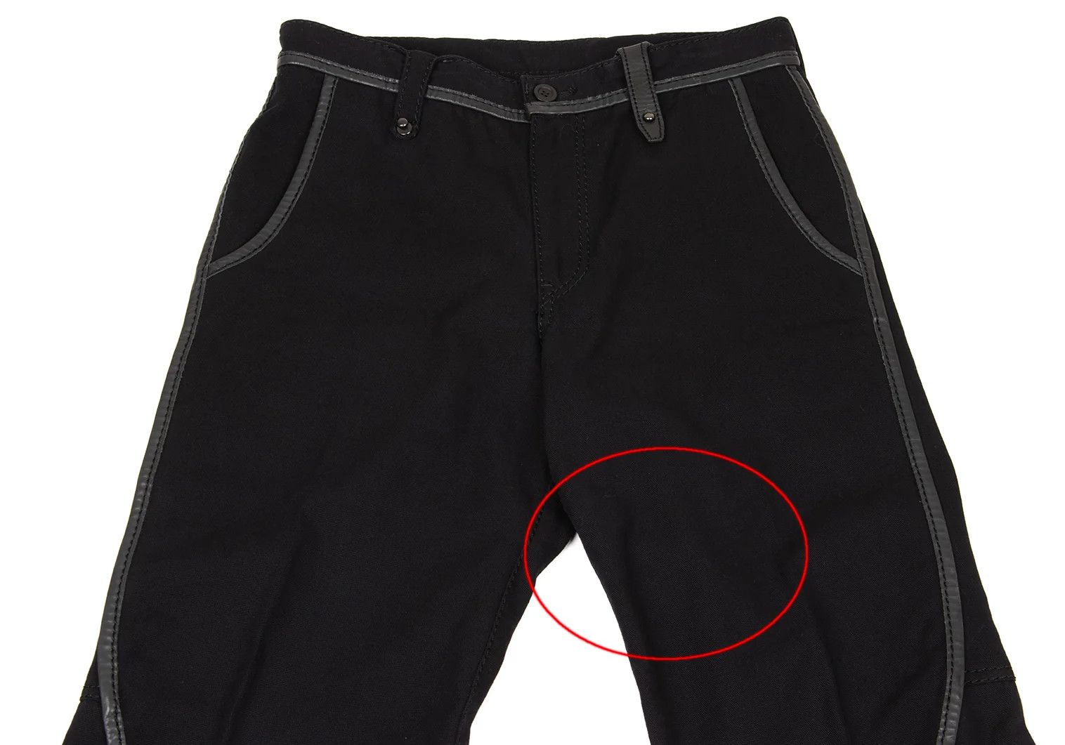 Issey Miyake Leather-Piped Canvas Pants in Black 2 Size US 32 / EU 48 - 2 Thumbnail