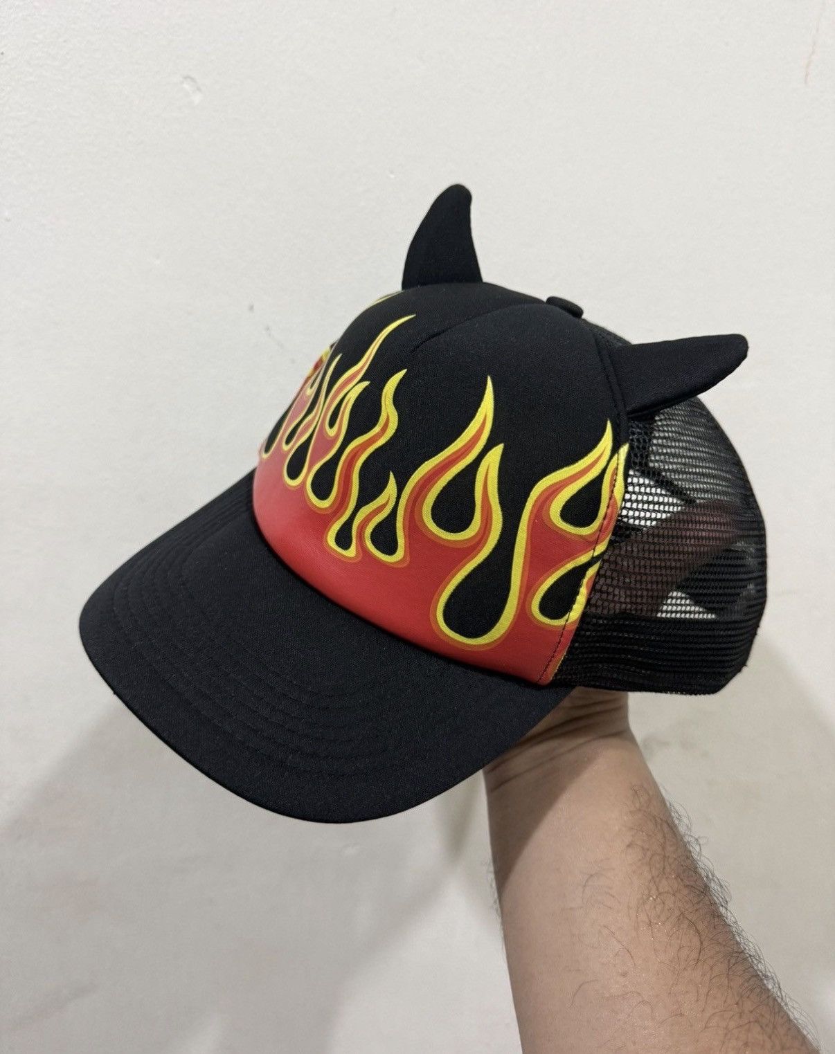 Japanese Brand Flame Horns Y2K Style Trucker Hat Size ONE SIZE - 2 Thumbnail