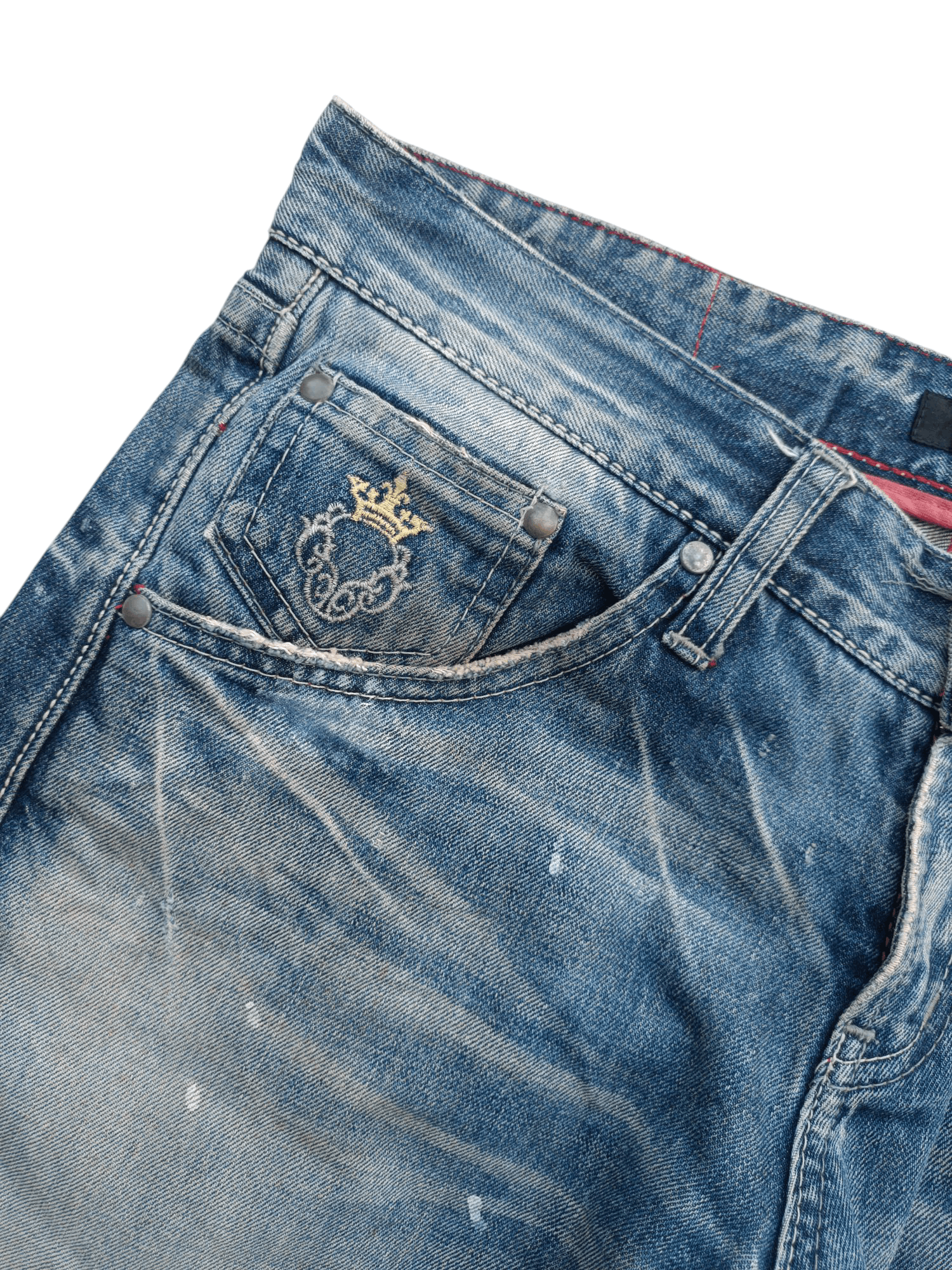 Japanese Brand × Vintage Japanese Varosh Splash Painted Whiskers Faded Denim E221 Size US 32 / EU 48 - 13 Thumbnail