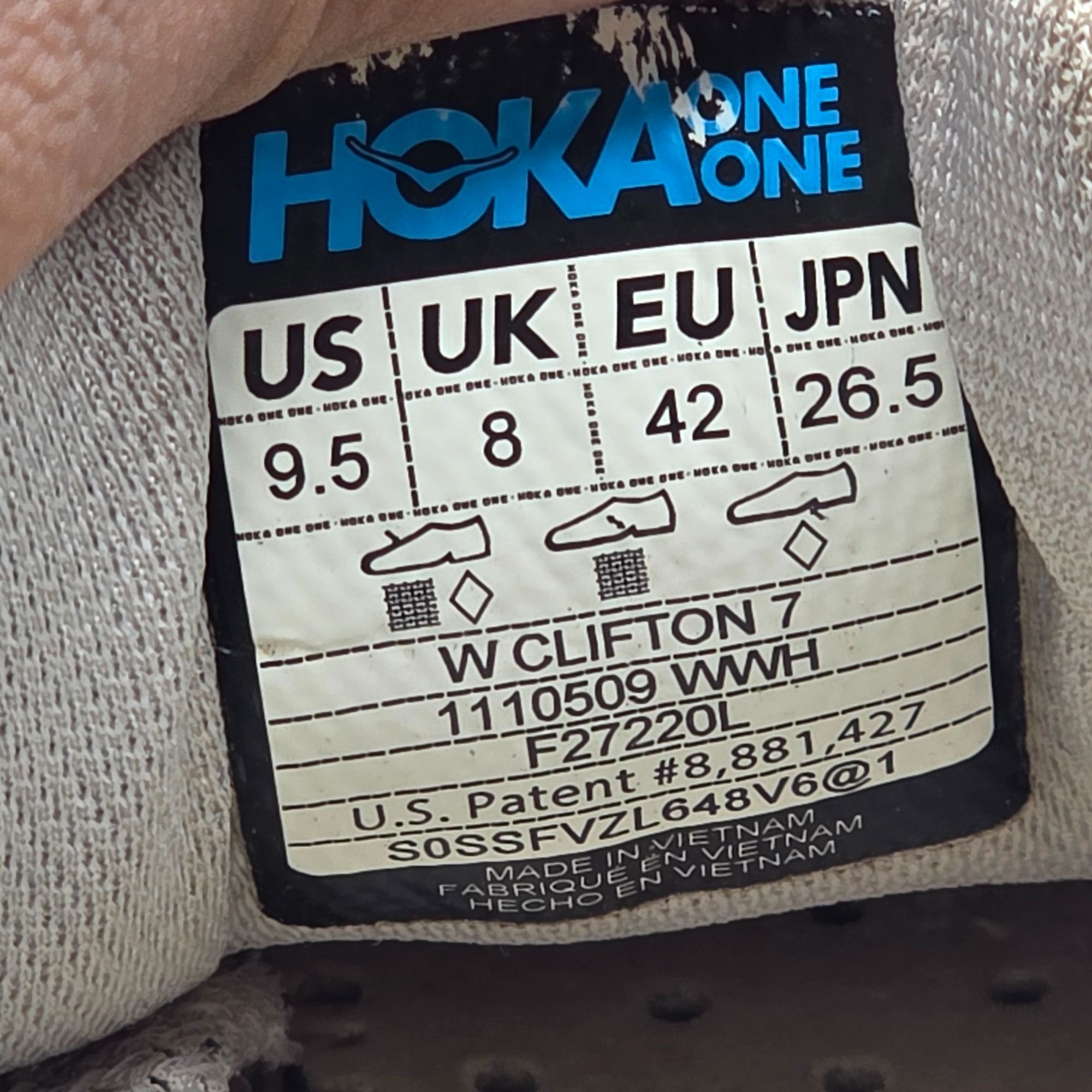 Hoka Hoka One One Clifton 7 Womens Size 9.5 White Sneaker Shoes A Size US 9.5 / IT 39.5 - 7 Thumbnail