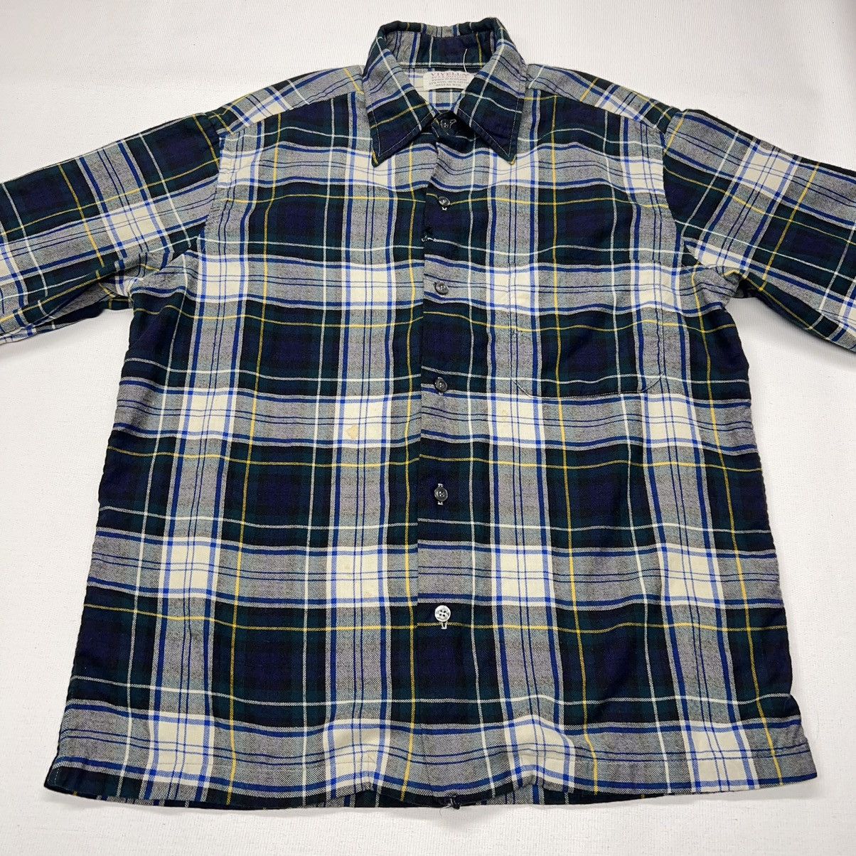 Vintage × Viyella VTG Viyella Flannel Shirt Blue Plaid Button Up Wool Scotland Size US M / EU 48-50 / 2 - 2 Thumbnail