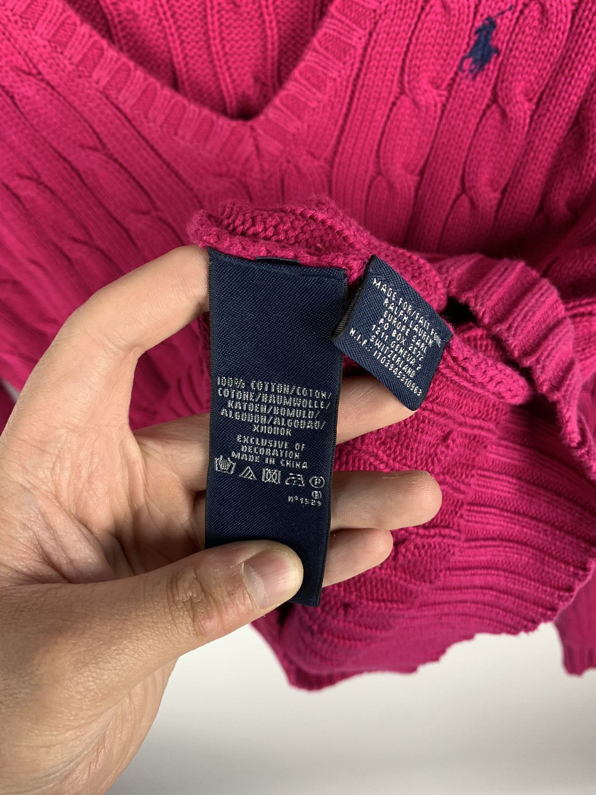 Ralph Lauren Sport Vintage Ralph Lauren Sport Cable Knit V-Neck Sweater Purple Size L / US 10 / IT 46 - 9 Thumbnail