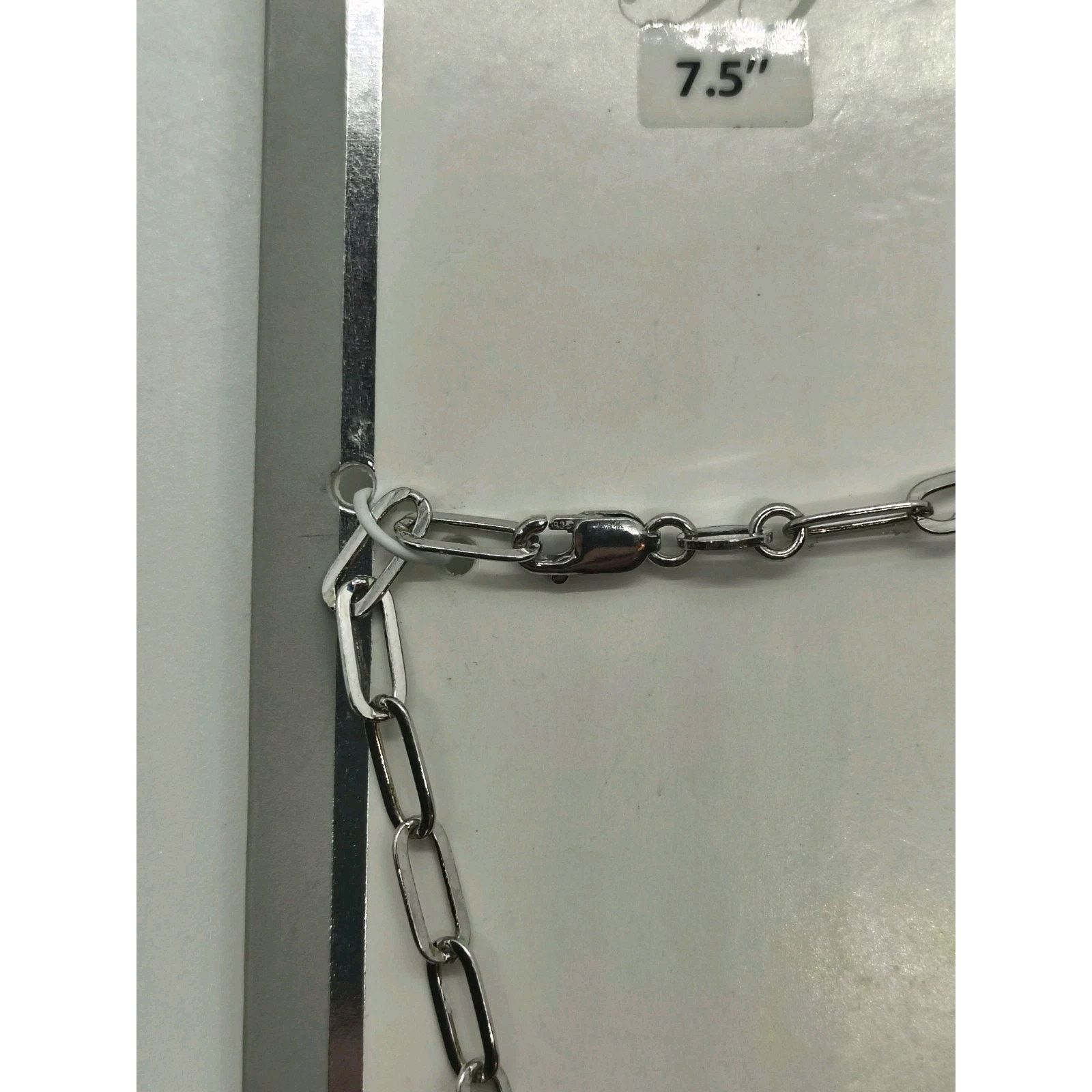 Walmart 925 Sterling Silver Paperclip Bracelet 7.5" MADE IN ITALY Size ONE SIZE - 4 Thumbnail