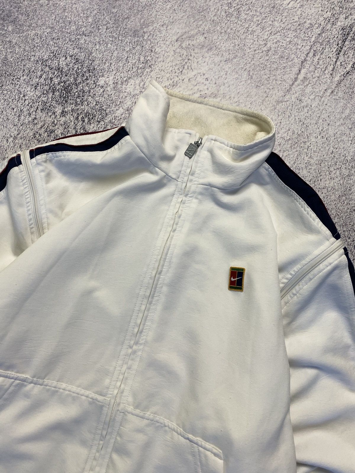 Nike × Vintage Vintage 90's Nike Court 2 in 1 White Boxy Track Jacket Drill Size US XL / EU 56 / 4 - 8 Thumbnail