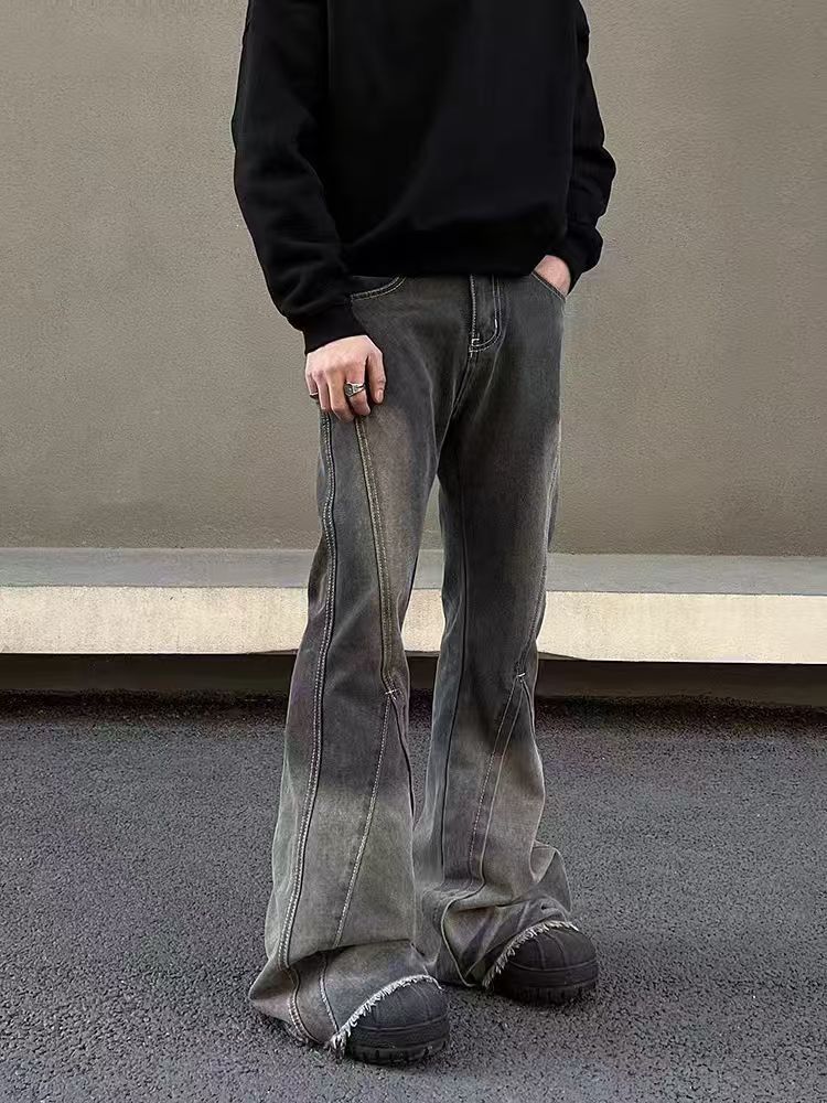 Japanese Brand × Jean Vintage Wash Micro Flare Gray Black Jeans Size US 34 / EU 50 - 1 Thumbnail