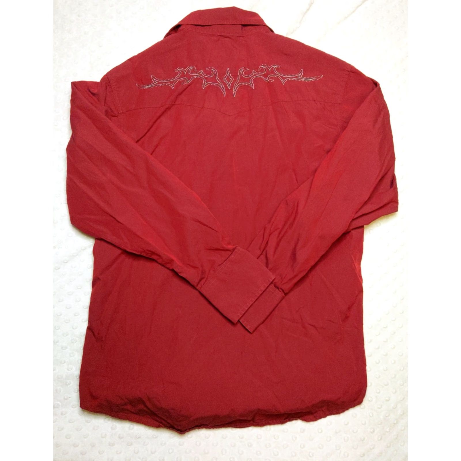 Wrangler VINTAGE Wrangler Mens Large Western Pearl Snap Shirt Embroidered Back Long Sleeve Red Cotton Button-Up Mens Size US L / EU 52-54 / 3 - 7 Thumbnail