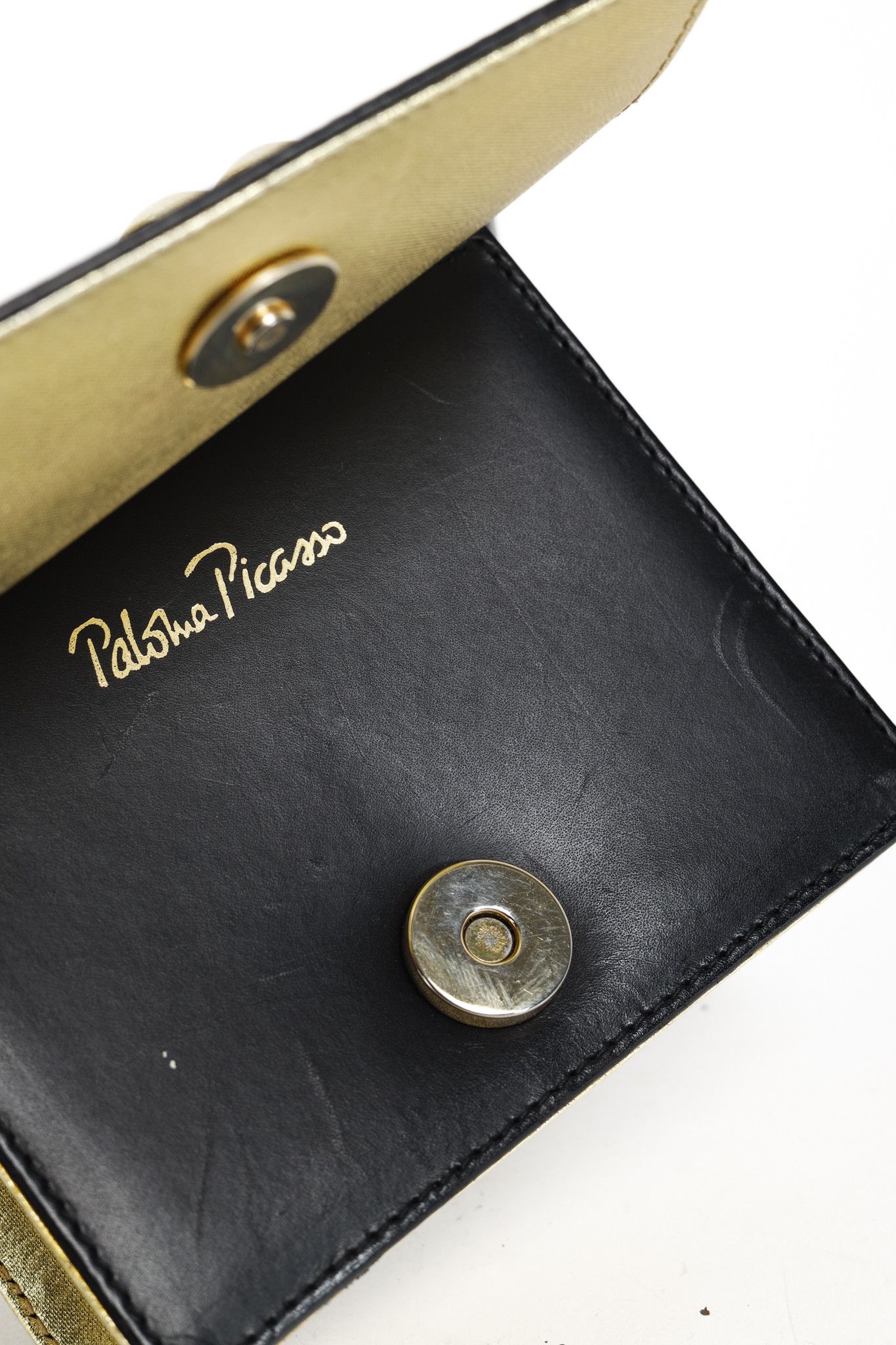 Paloma Picasso × Vintage Paloma Picasso 1980s Leather Golden Trim Book-Style Mini Bag Size ONE SIZE - 9 Thumbnail