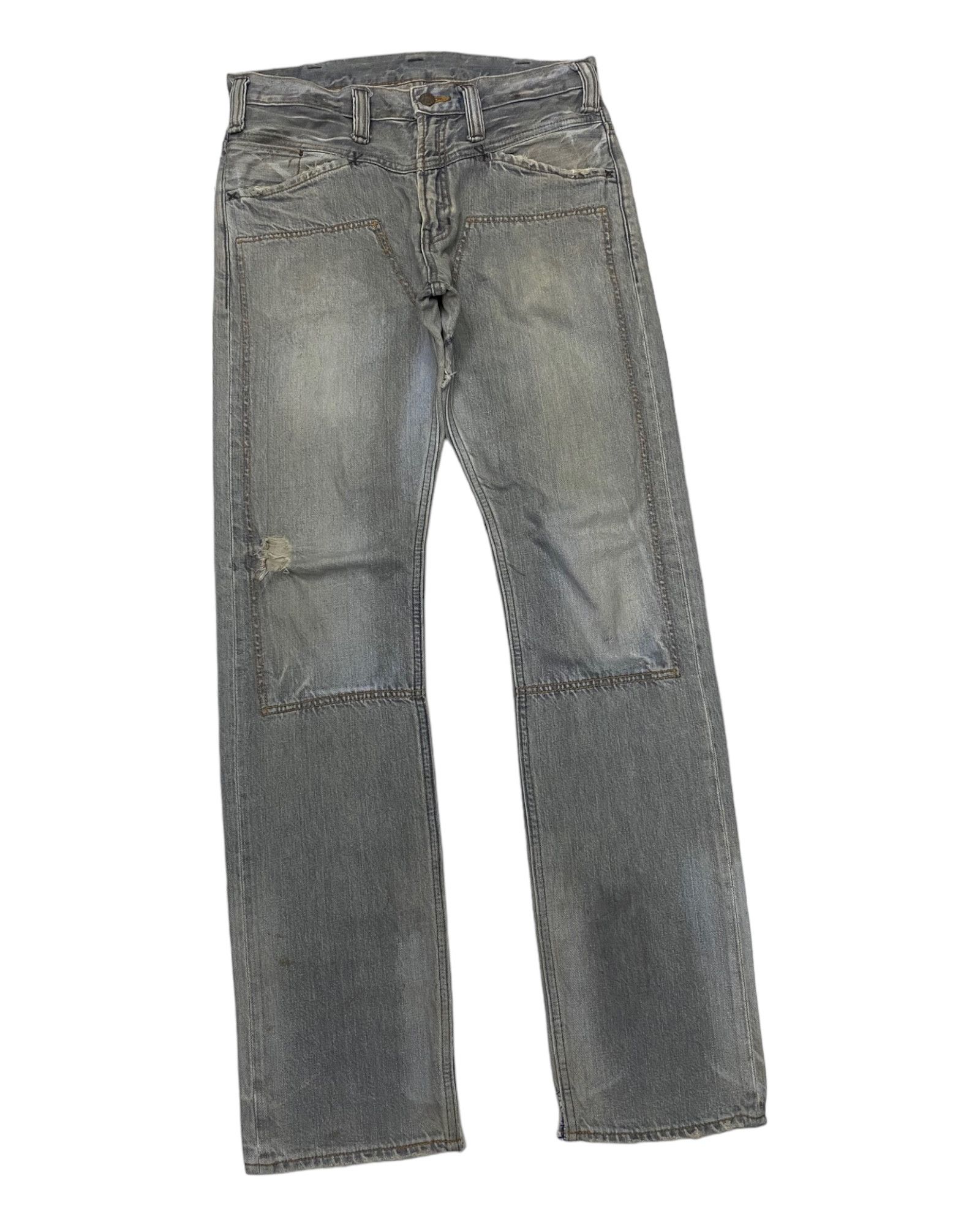 Big John Rare Big John Distress Double Knee Denim Jeans Work Size US 32 / EU 48 - 6 Thumbnail