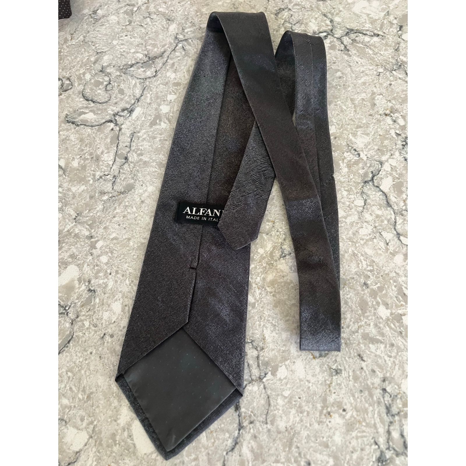 Alfani Alfani Neck Tie Silk Blend Made in Italy Shimmering Gray Size ONE SIZE - 2 Thumbnail