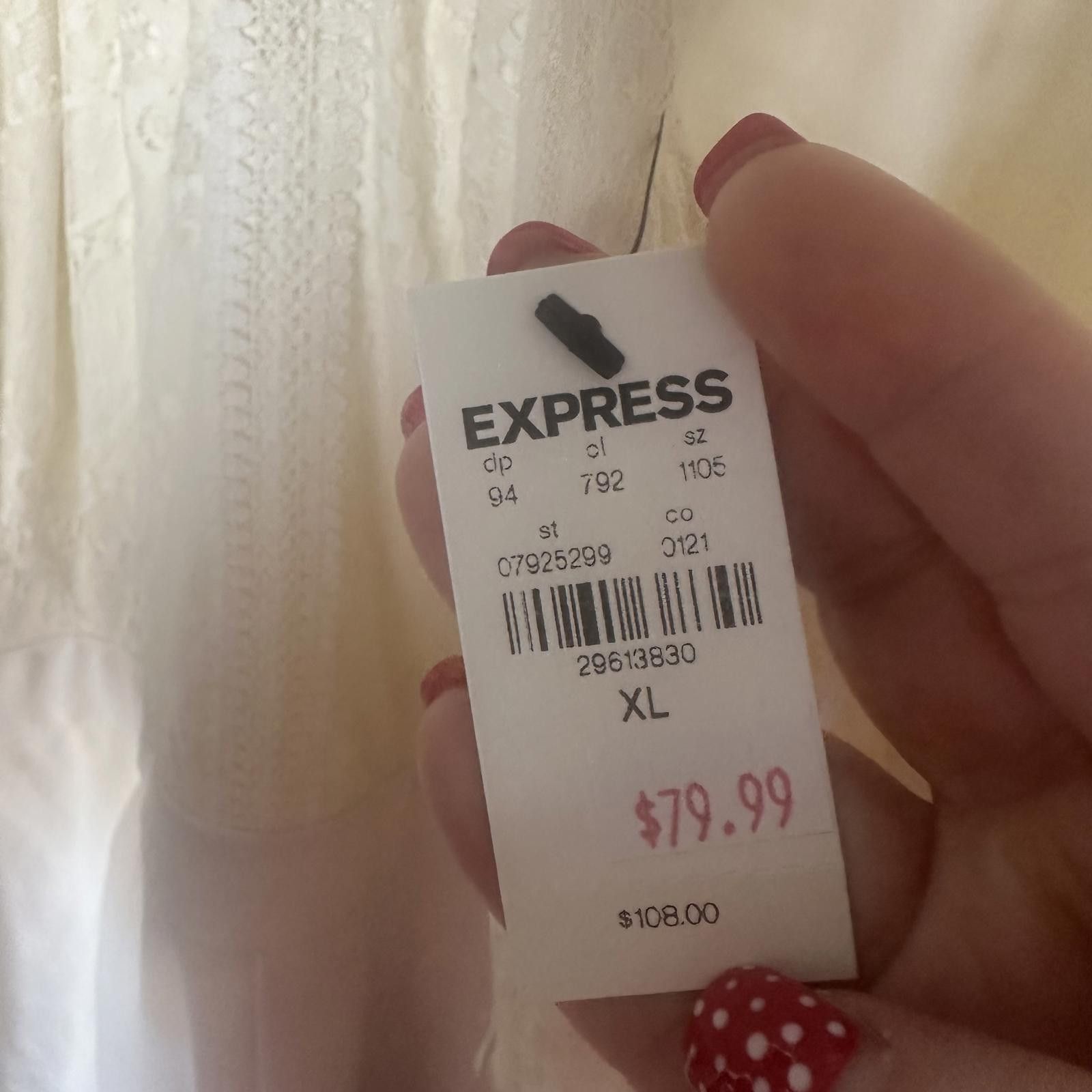 Express Chic White Lace Jumpsuit - Express XL Size 40" / US 18 - 3 Thumbnail