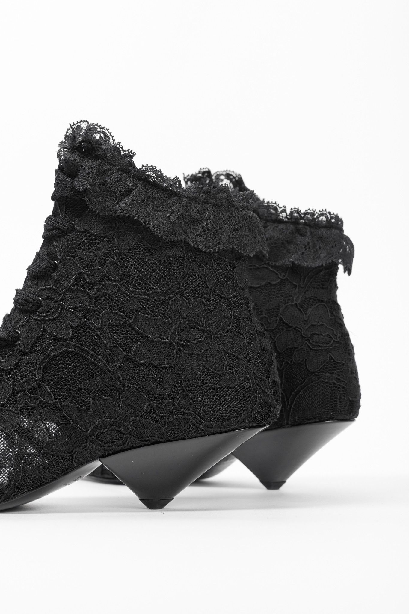Saint Laurent Paris Saint Laurent Blaze 45 Black Lace Lace-Up Booties Size US 8 / IT 38 - 8 Thumbnail
