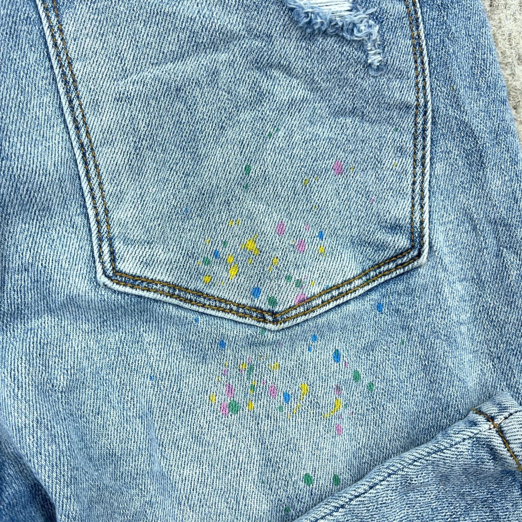 Vintage Judy Blue Jeans Women 3 26 Boyfriend Fit Med Was h Paint Splatter Rips Holes Jeans_Blue Regular 5-Pocket Denim Distressed Medium Size 26" / US 2 / IT 38 - 5 Thumbnail