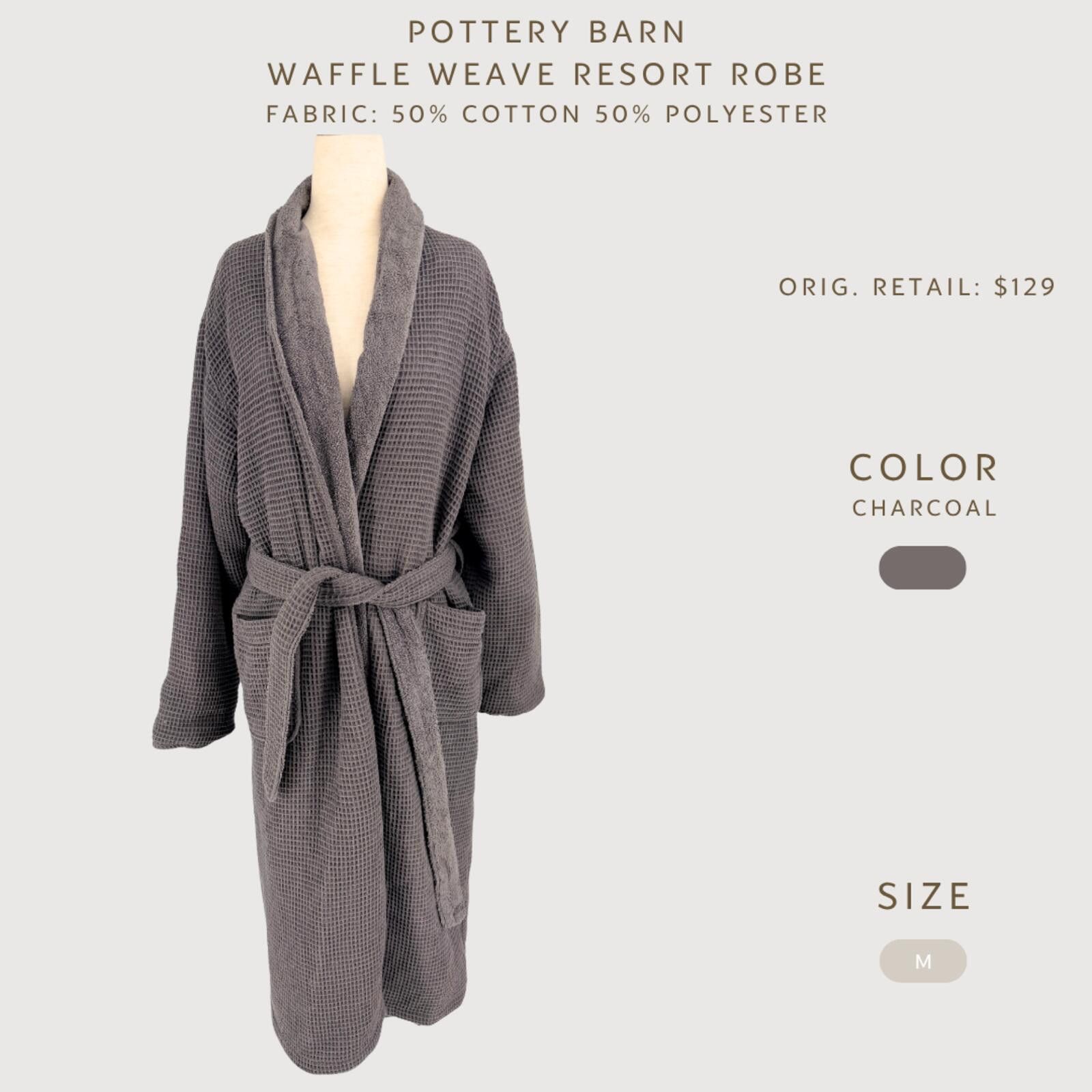 Other Pottery Barn Waffle Weave Resort Spa Robe Medium Size ONE SIZE - 2 Thumbnail