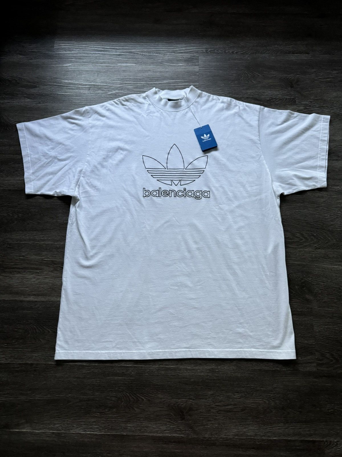 Adidas × Balenciaga Balenciaga Adidas White Big Logo T shirt Oversized Size US XL / EU 56 / 4 - 1 Thumbnail