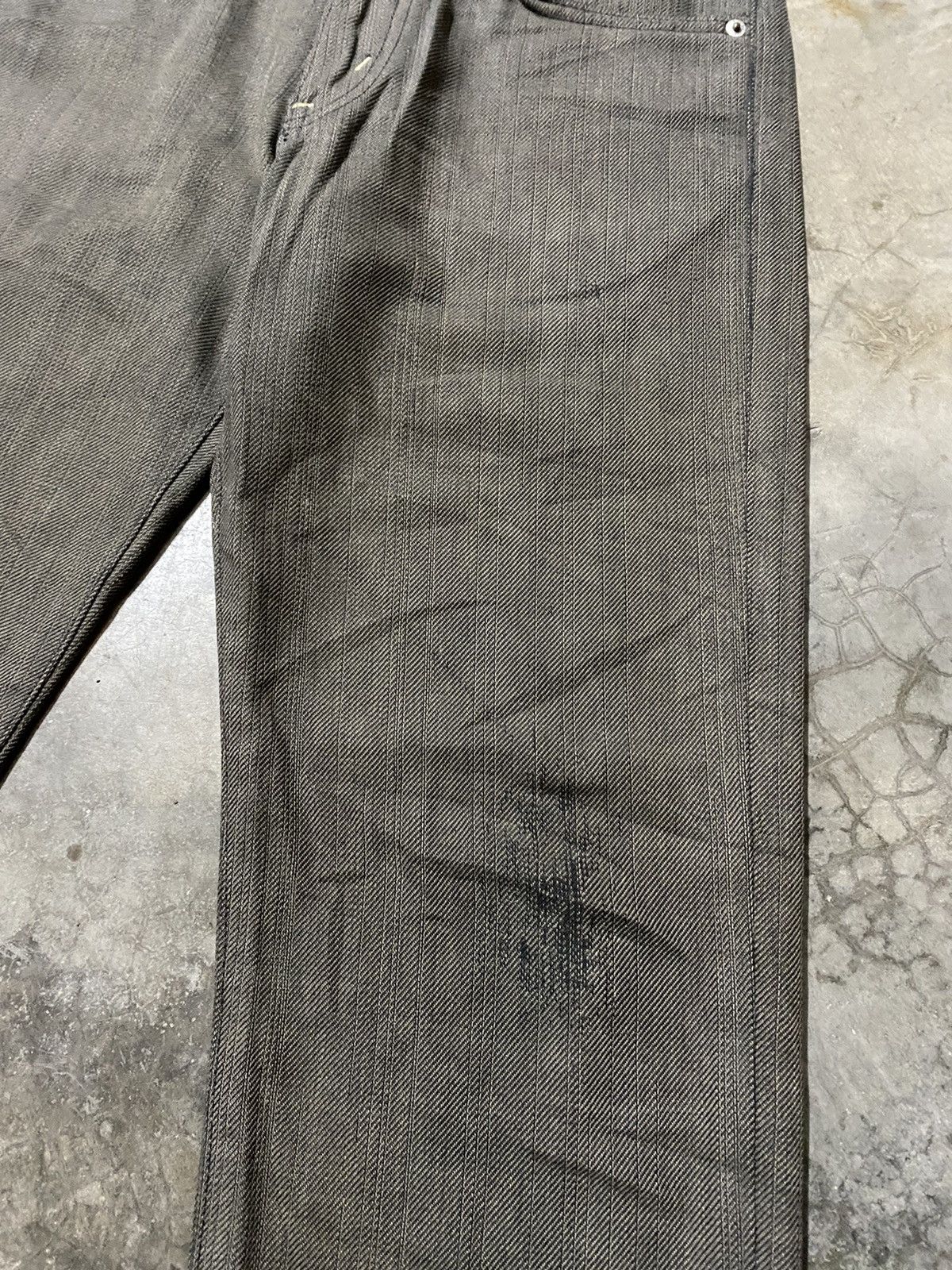 Edwin × Hysteric Glamour × Tornado Mart Baggy Jeans Edwin Grey Fade Pinstripes Distressed Jeans Size US 29 - 6 Thumbnail