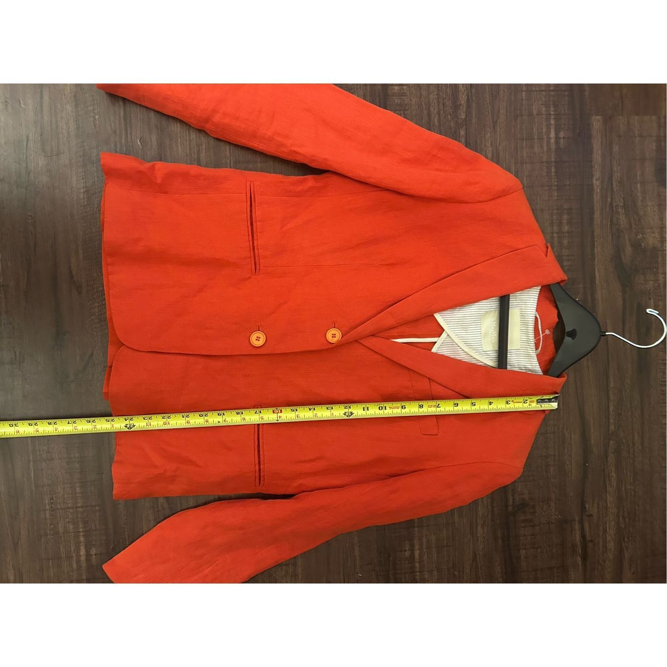 Max Mara Max Mara Linen Button Coral Orange Button Shell Blazer, *Siz Size M / US 6-8 / IT 42-44 - 5 Thumbnail