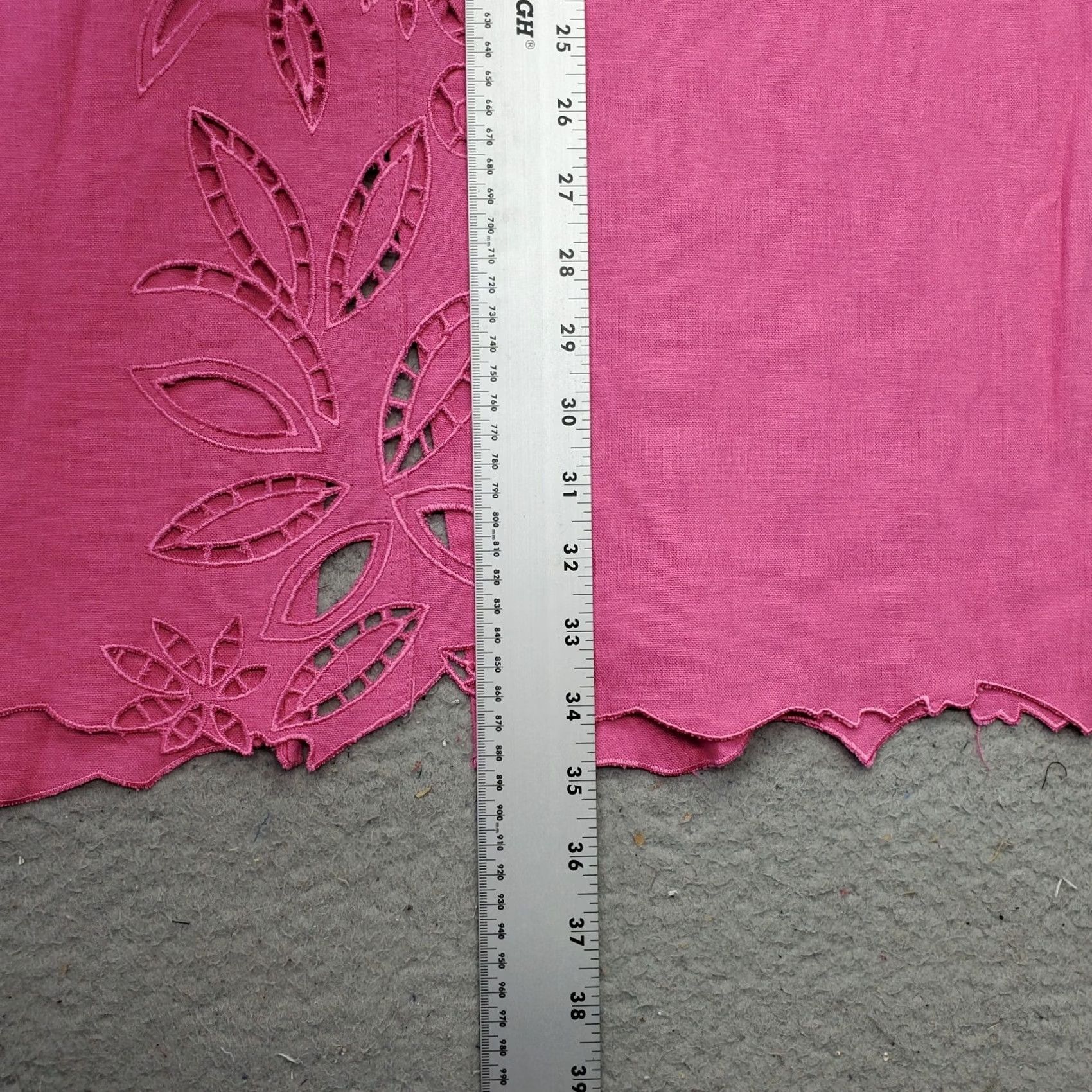 Pinko ISC Long Skirt Womens S Pink Linen Laser Cut Trim Hem Button Front - A-Line, Lightweight, Outdoor, Casual, 34.75" Length Size 28" / US 6 / IT 42 - 4 Thumbnail