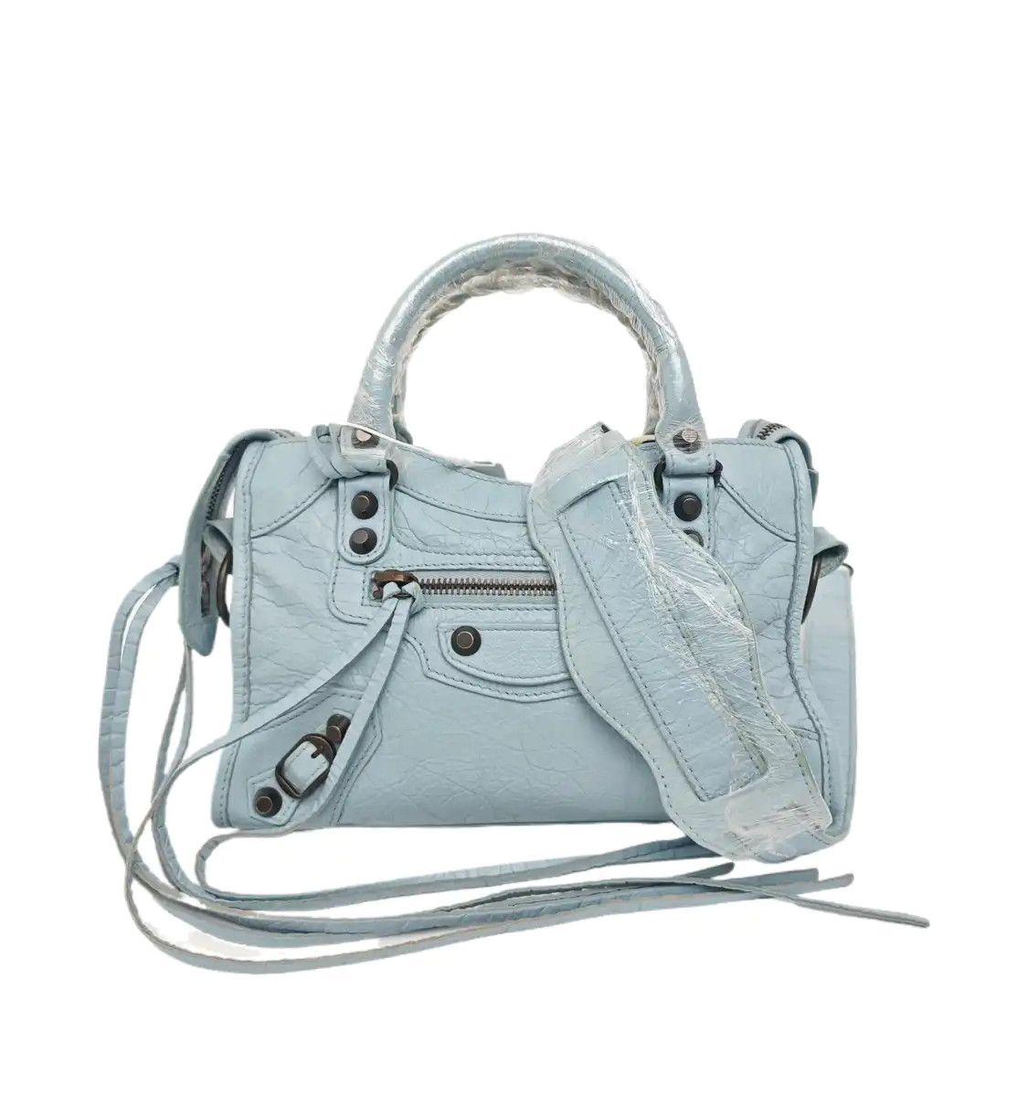 Balenciaga Classic City Mini Blue Sheepskin Movement 车bag Shoulder Bag Black Har, Women's