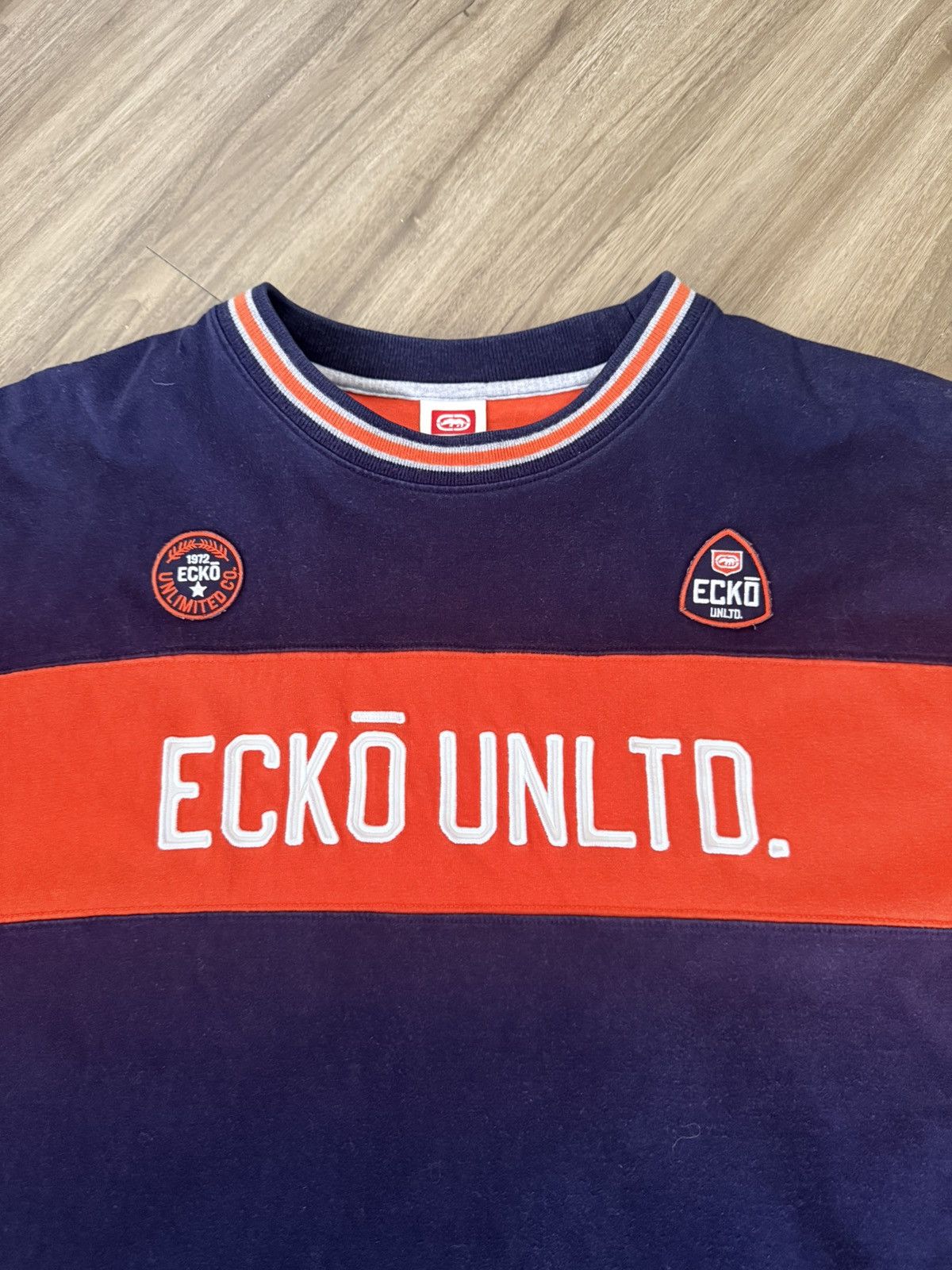 Ecko Unltd. Vintage Y2K Ecko Unltd Unlimited Knit Shirt 2XL Blue Orange Size US XXL / EU 58 / 5 - 3 Thumbnail
