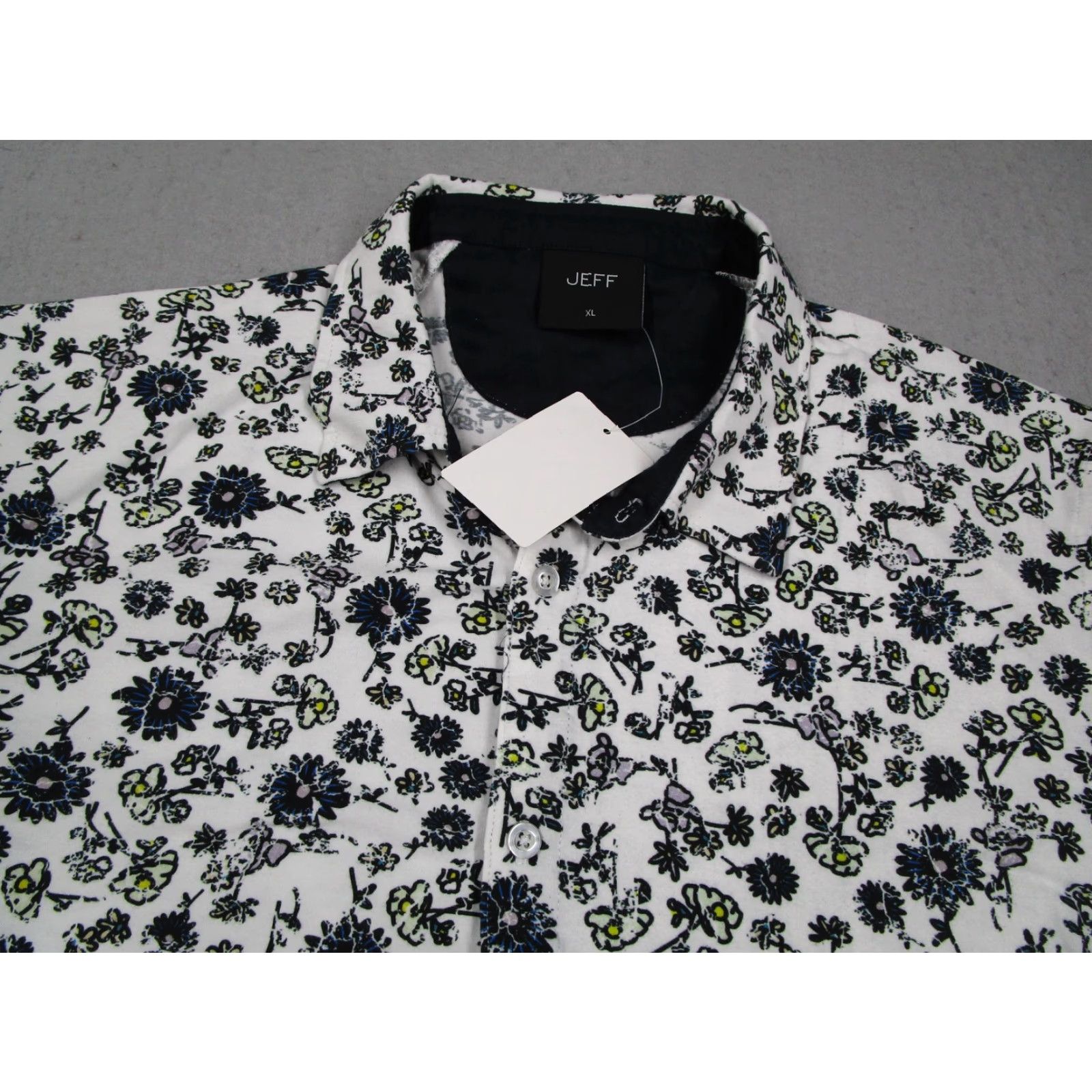 Vintage JEFF Shirt Mens XL White Floral Short Sleeve Button-Up Stretch JSS7011 Size US XL / EU 56 / 4 - 3 Thumbnail