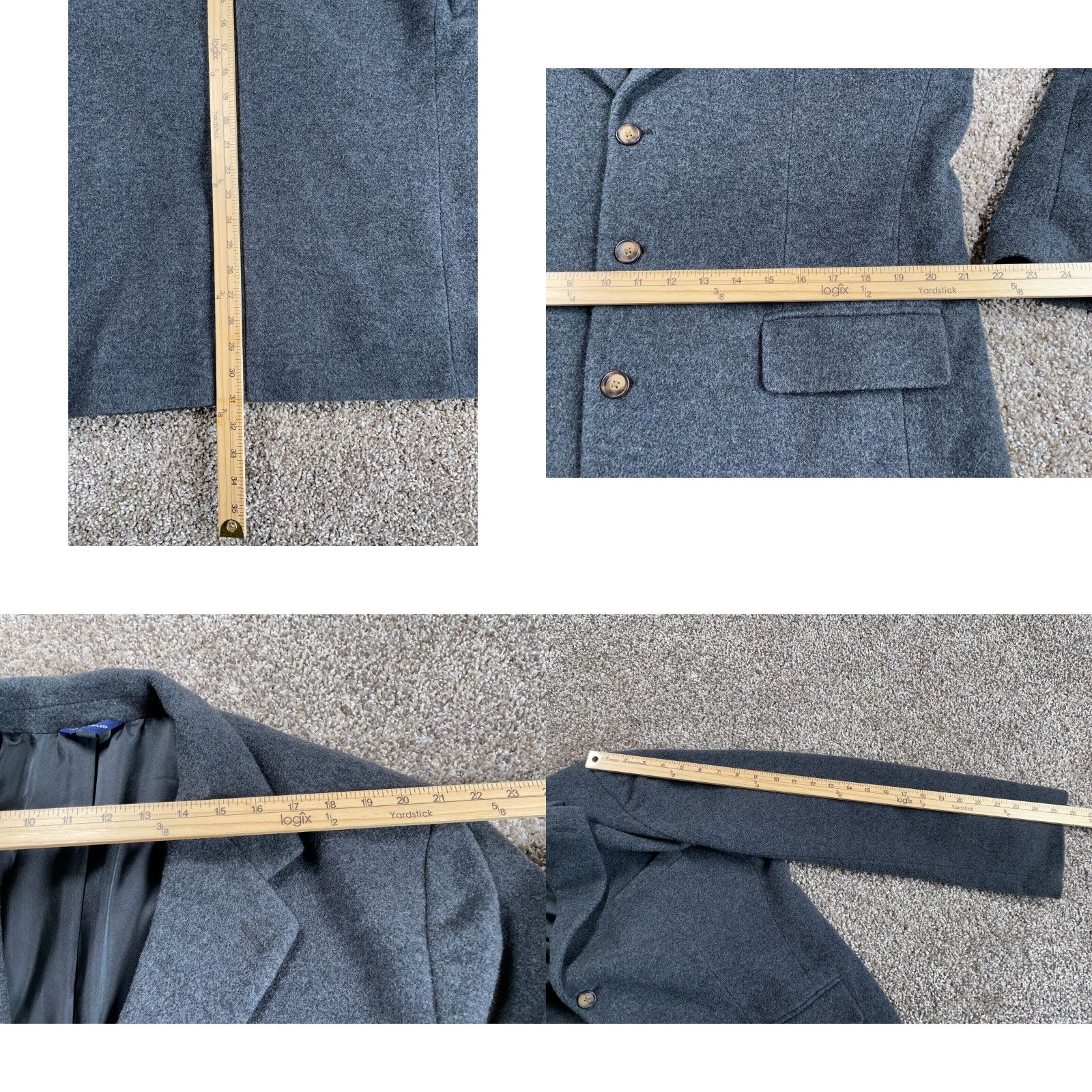 Gap GAP Blazer Jacket Three-Button Wool Dark Gray Men Large L Notch 2 Piece Classic Preppy Casual Vintage: No Size 42R - 8 Thumbnail