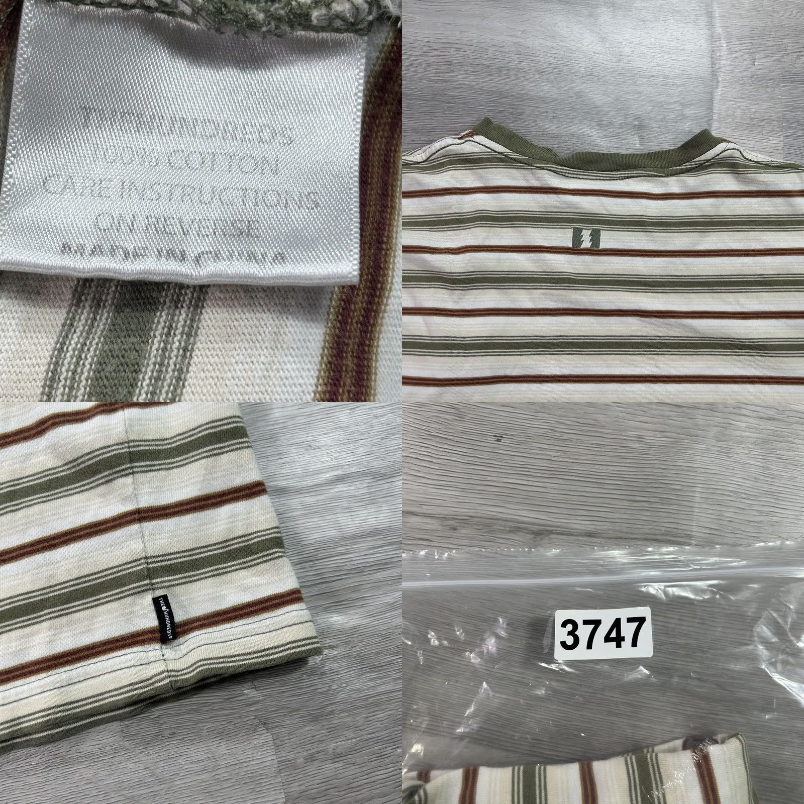 The Hundreds The Hundreds Shirt Mens Large White Green Brown Striped Logo Crewn Tee Size US L / EU 52-54 / 3 - 8 Thumbnail